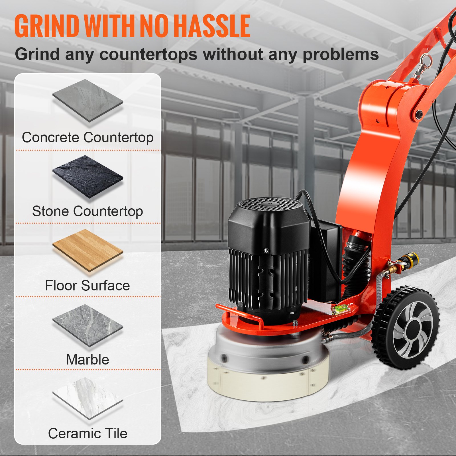 VEVOR Electric Concrete Floor Grinder 10" WalkBehind Grinder 1.5HP