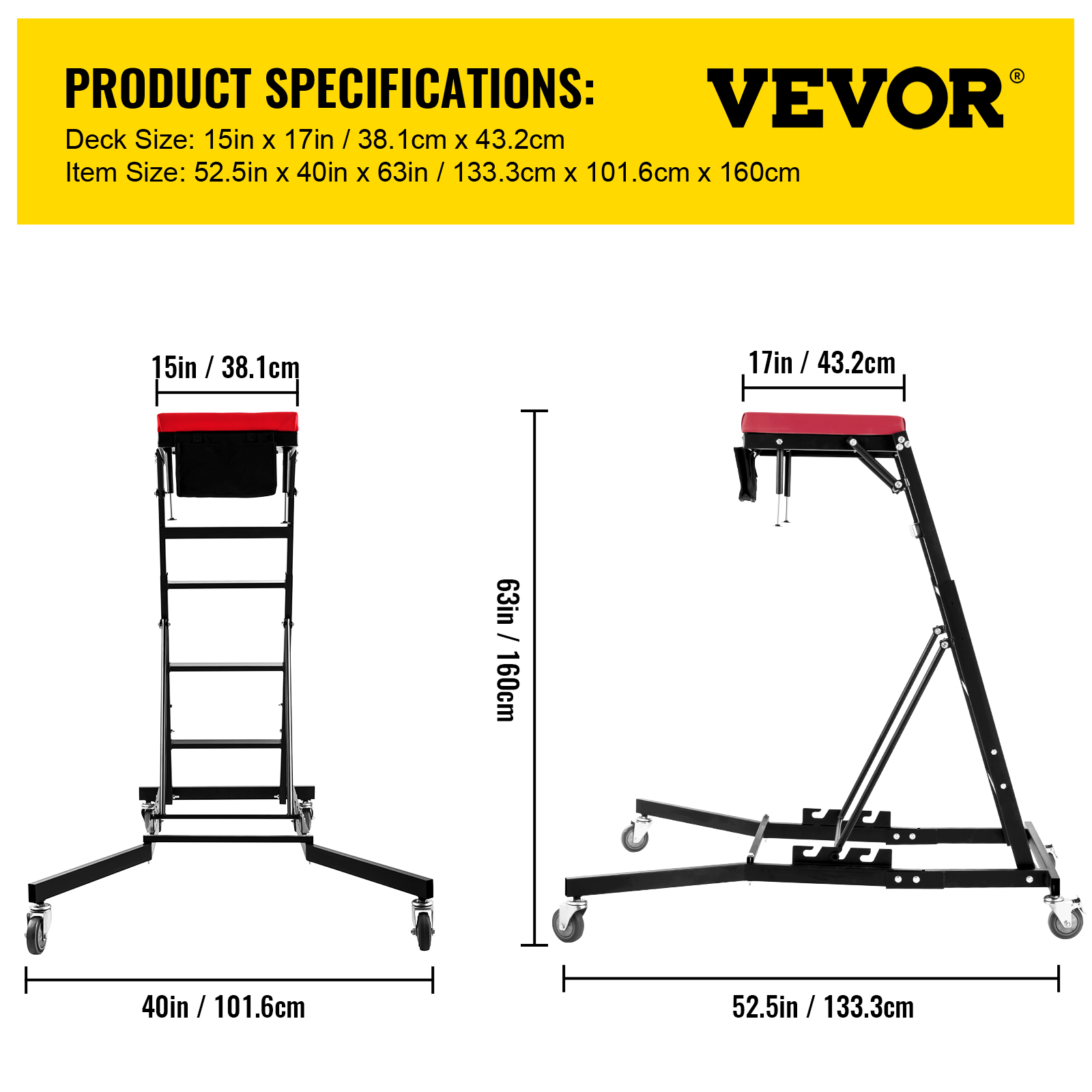 VEVOR Topside Automotive Engine Creeper, Adjustable Height Foldable