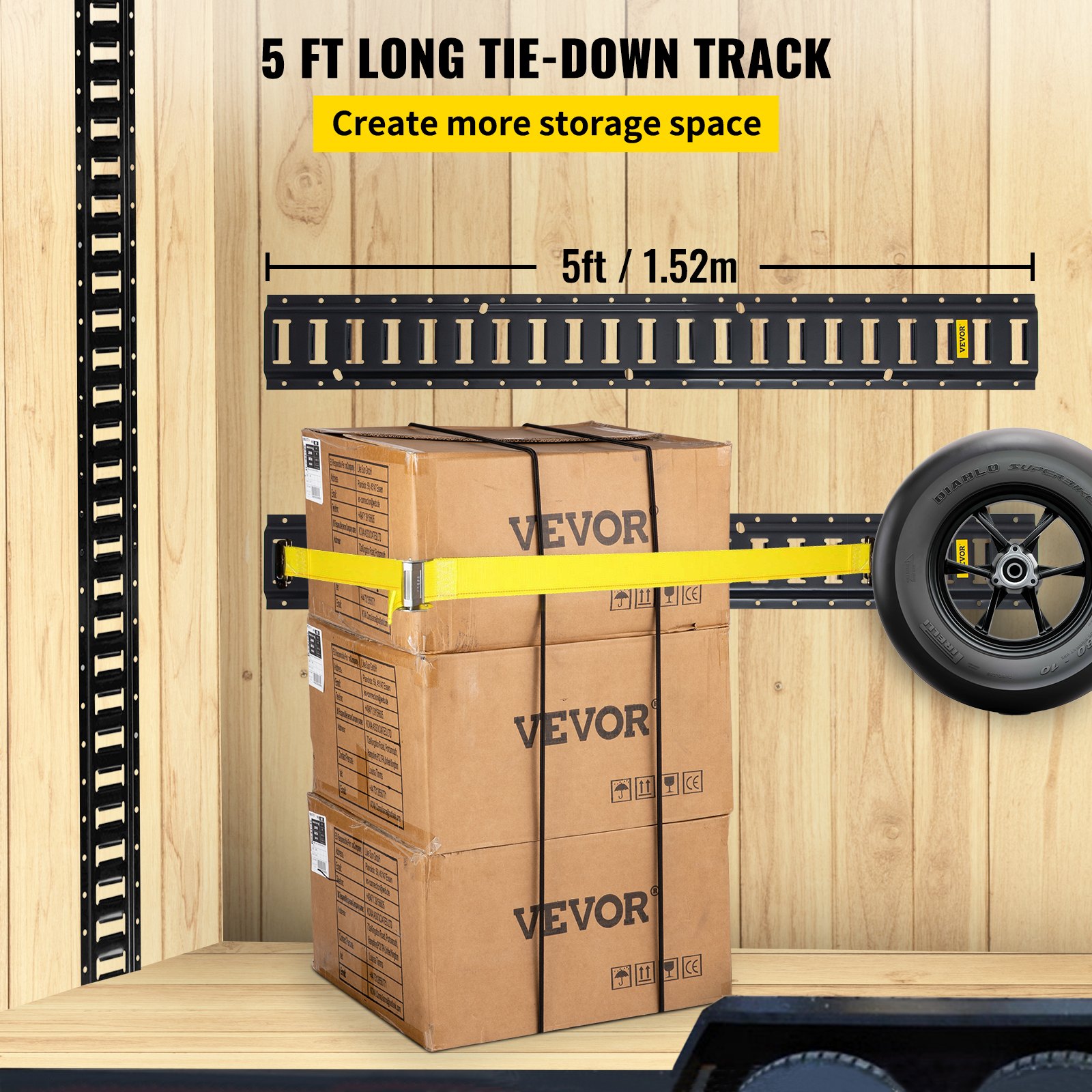 VEVOR E Track Tie Down Rails 6PCs 5Feet E Track Rails Enclosed Cargo