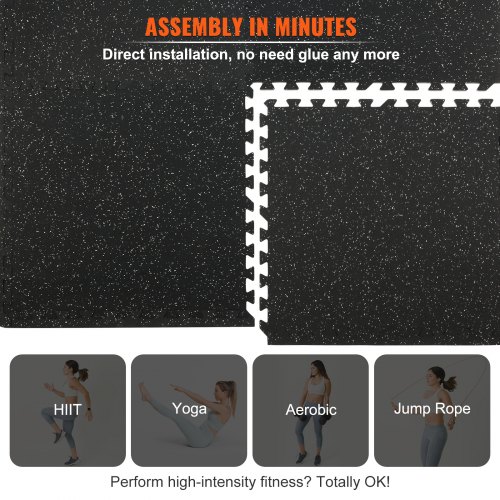 VEVOR 25 PCS 1/2 inch Thick Gym Floor Mats, 24" x 24" EVA Foam & Rubber