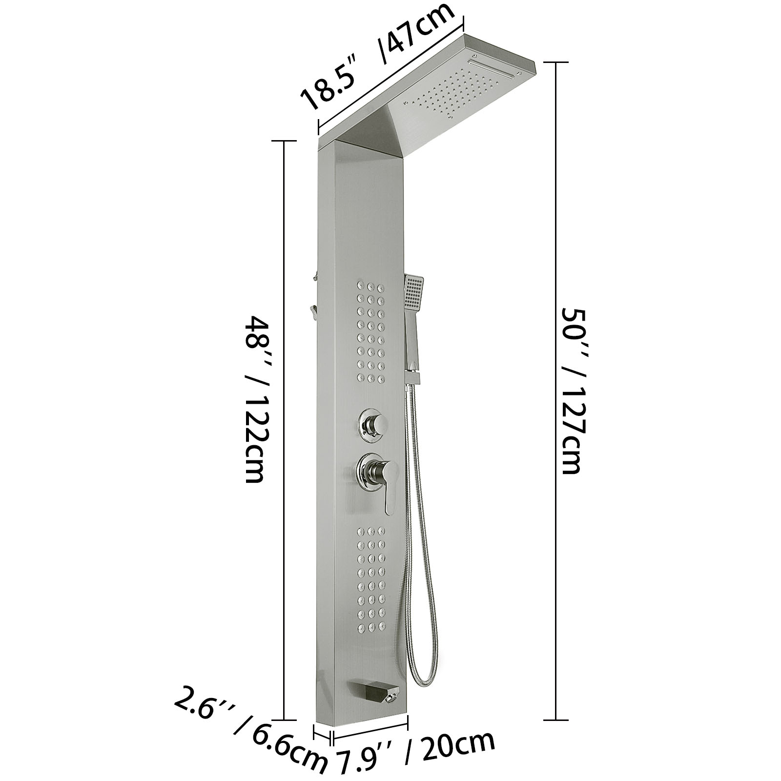 5 In1 Shower Panel Tower System Stainless Steel Commercial Waterfall ...