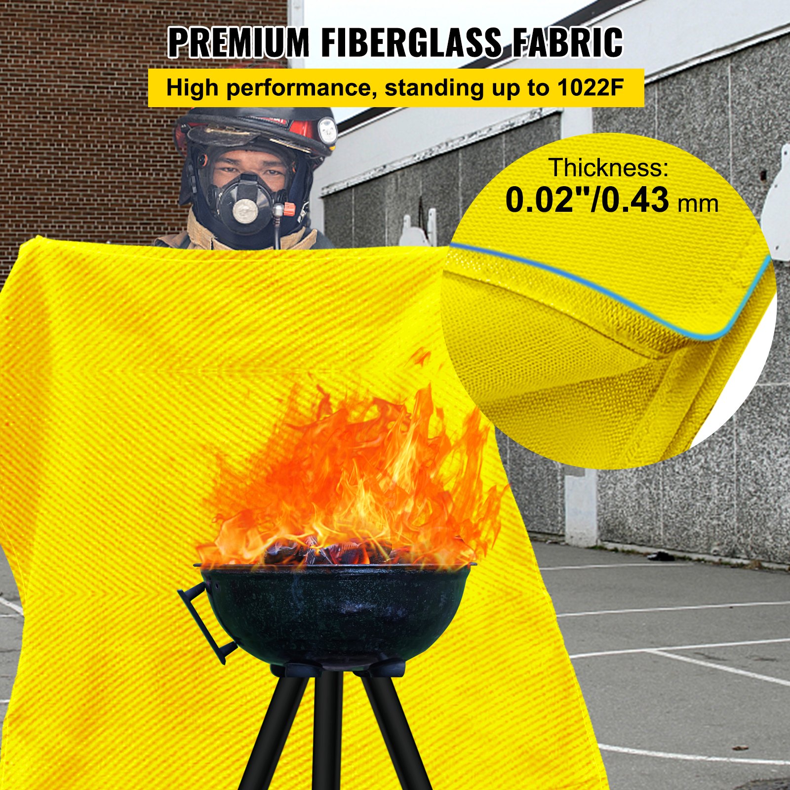 VEVOR 8 x 10 Ft Welding Blanket Gold Fiberglass Blanket Portable Fiberglass Fire Retardant