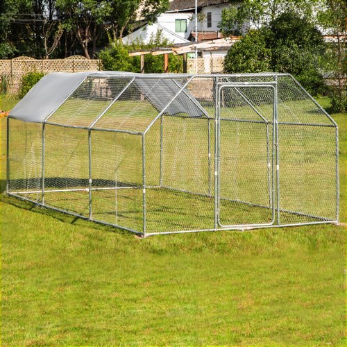 Vevor Metal Chicken Coop Walkin Coop With Cover 9.2'x18.4'large Cage