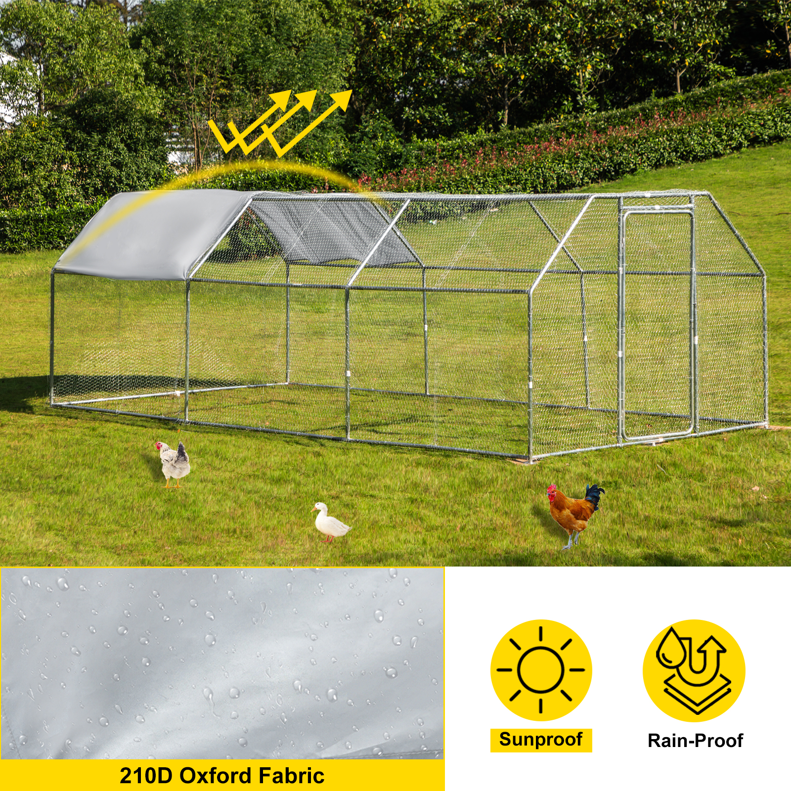 Vevor Metal Chicken Coop Walkin Coop With Cover 9.2'x18.4'large Cage