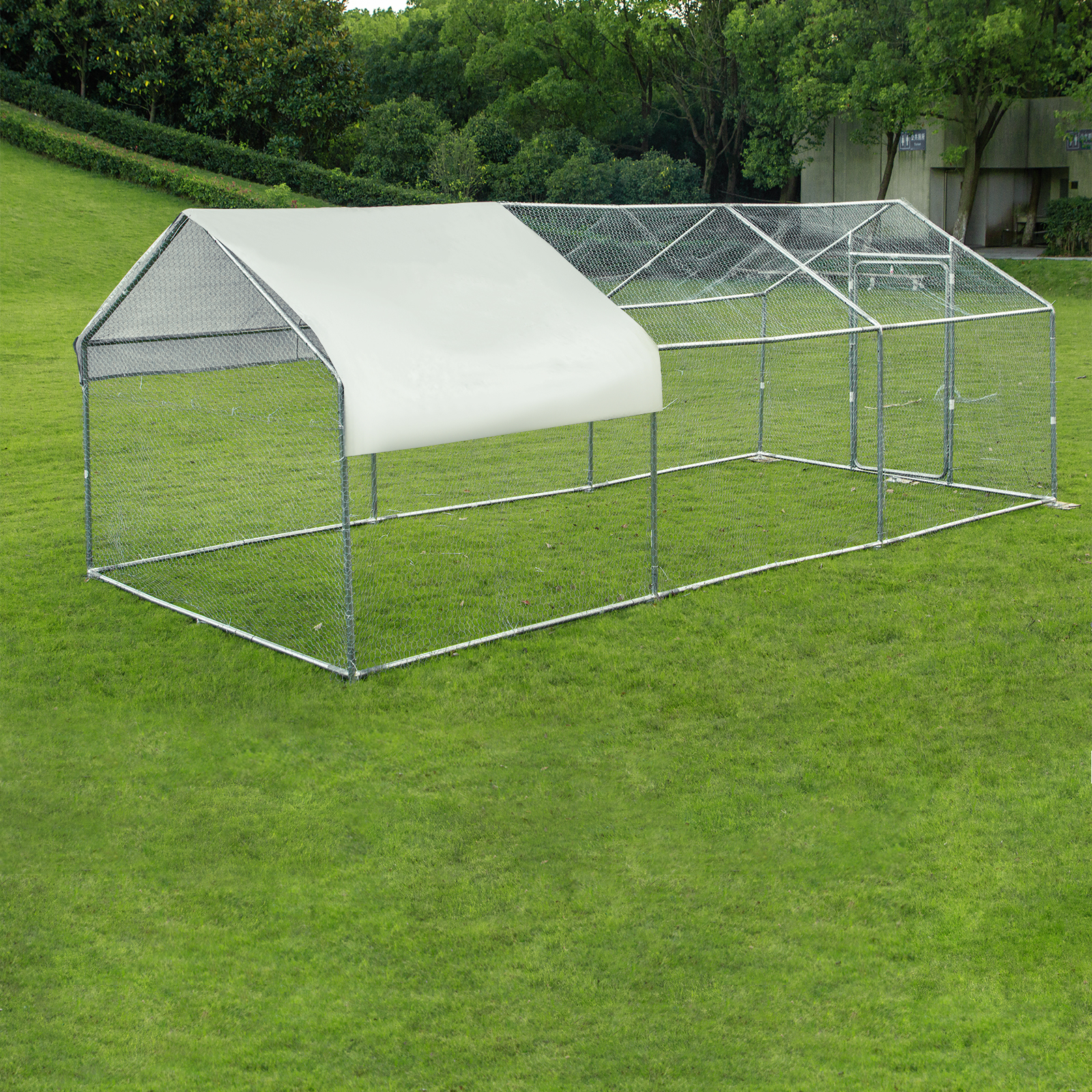 Vevor Metal Chicken Coop Walkin Coop With Cover 10'x20'large Cage
