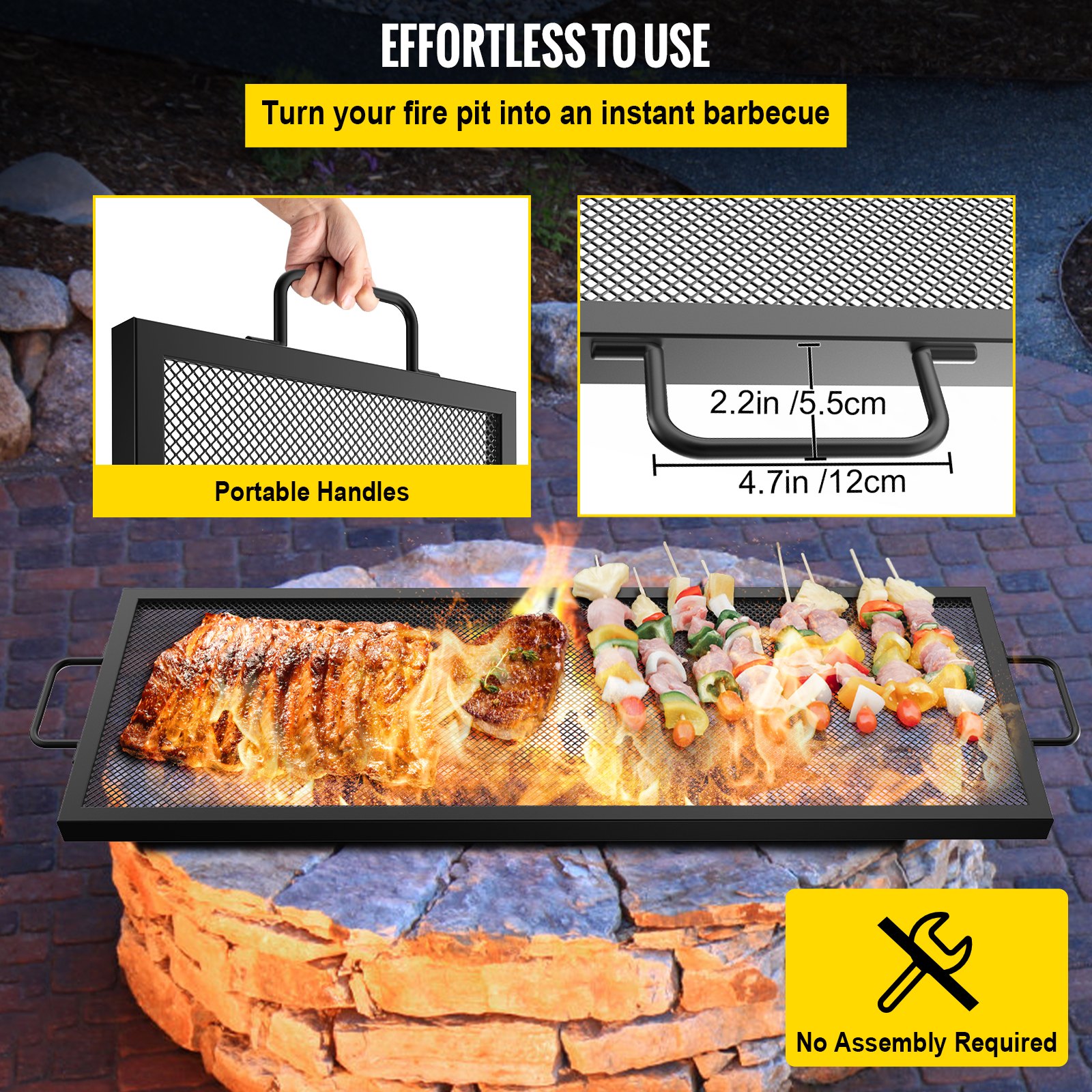 VEVOR Rectangle Fire Pit Grate,32inch Fire Pit Grill Grate, XMarks