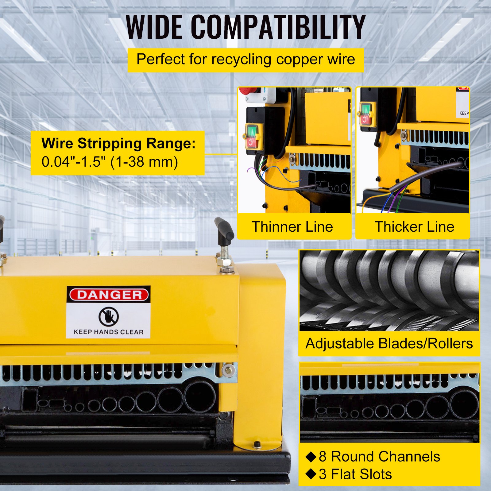VEVOR VEVOR Electric Wire Stripping Machine Wire Range 1.5MM38MM, Wire