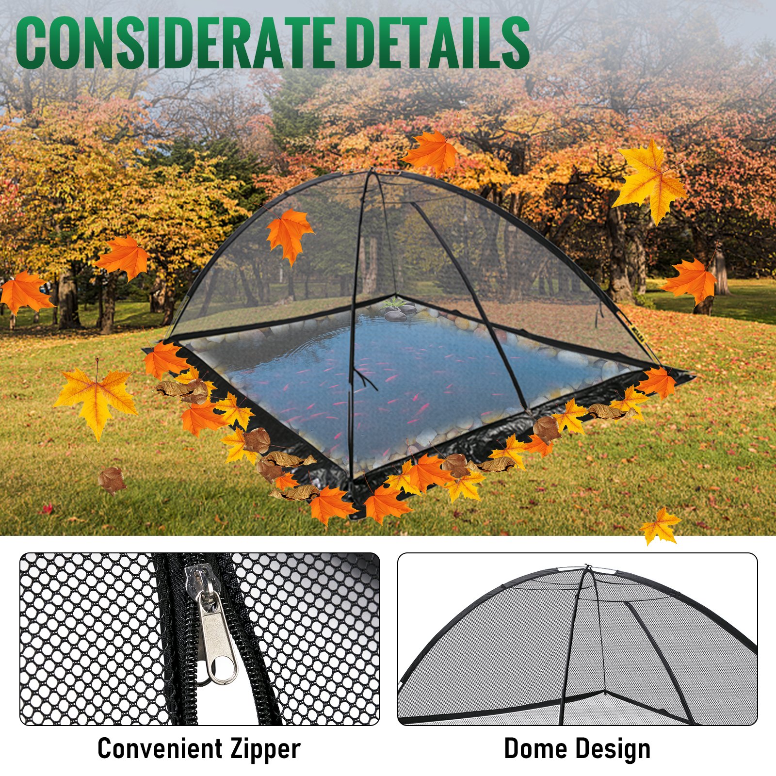 Vevor Pond Cover Dome Garden Pond Net 10x14 Ft Black Netting Covers For