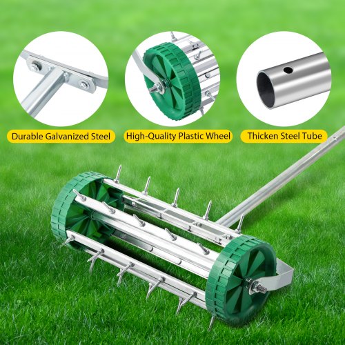 Vevor Rolling Lawn Aerator Push Aerator 18" Spike Aerator Roller Garden
