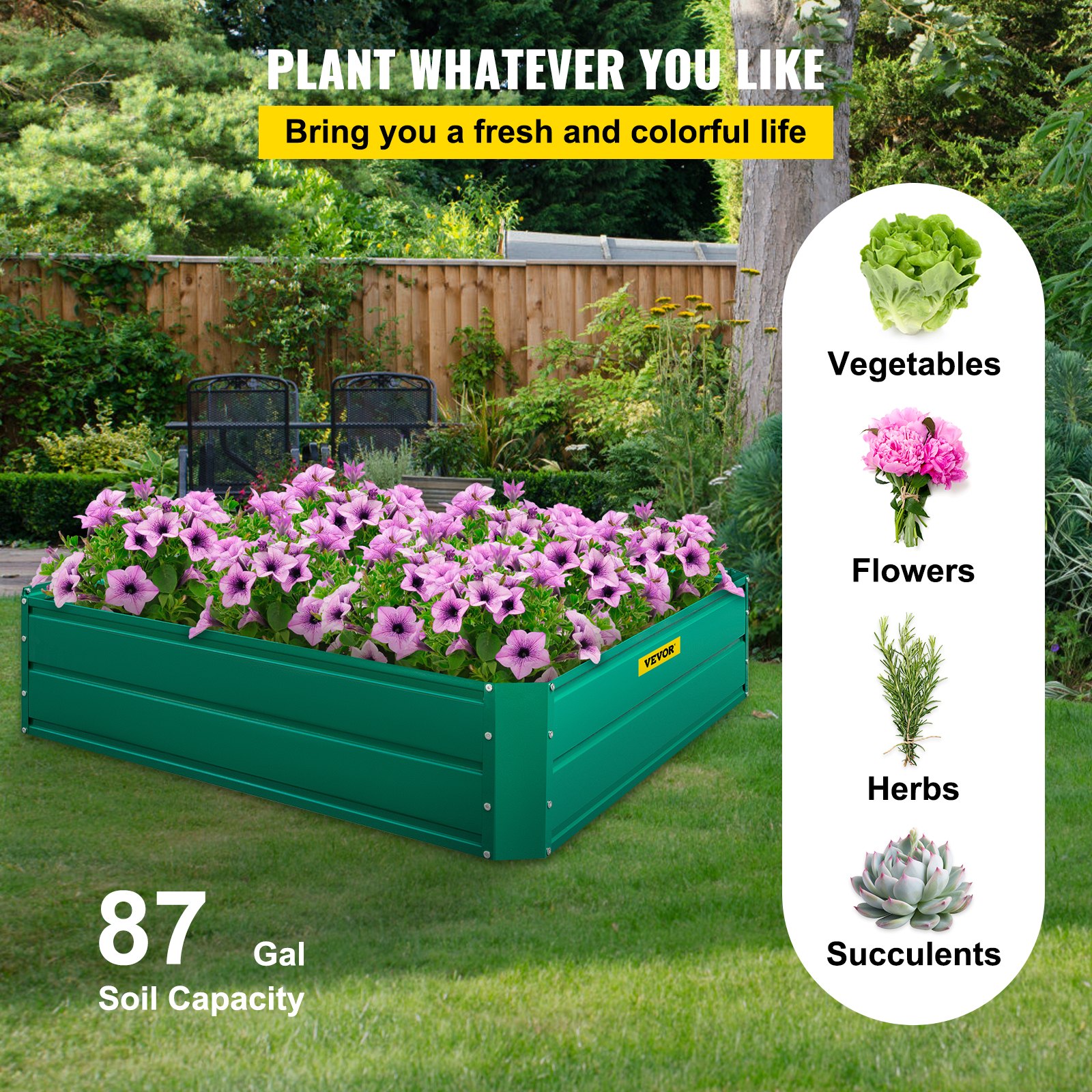 VEVOR Galvanized Raised Garden Bed, 48