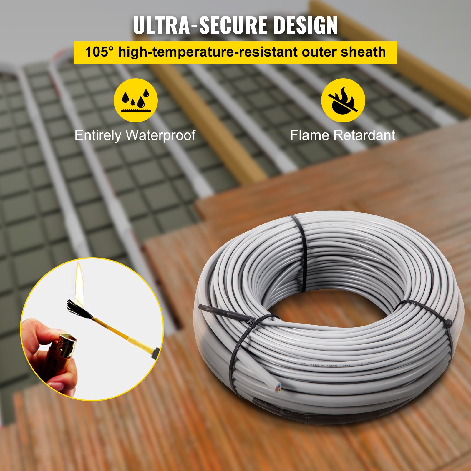 Vevor Floor Heating Cable Waterproof Floor Tile Heat Cable 113 Square