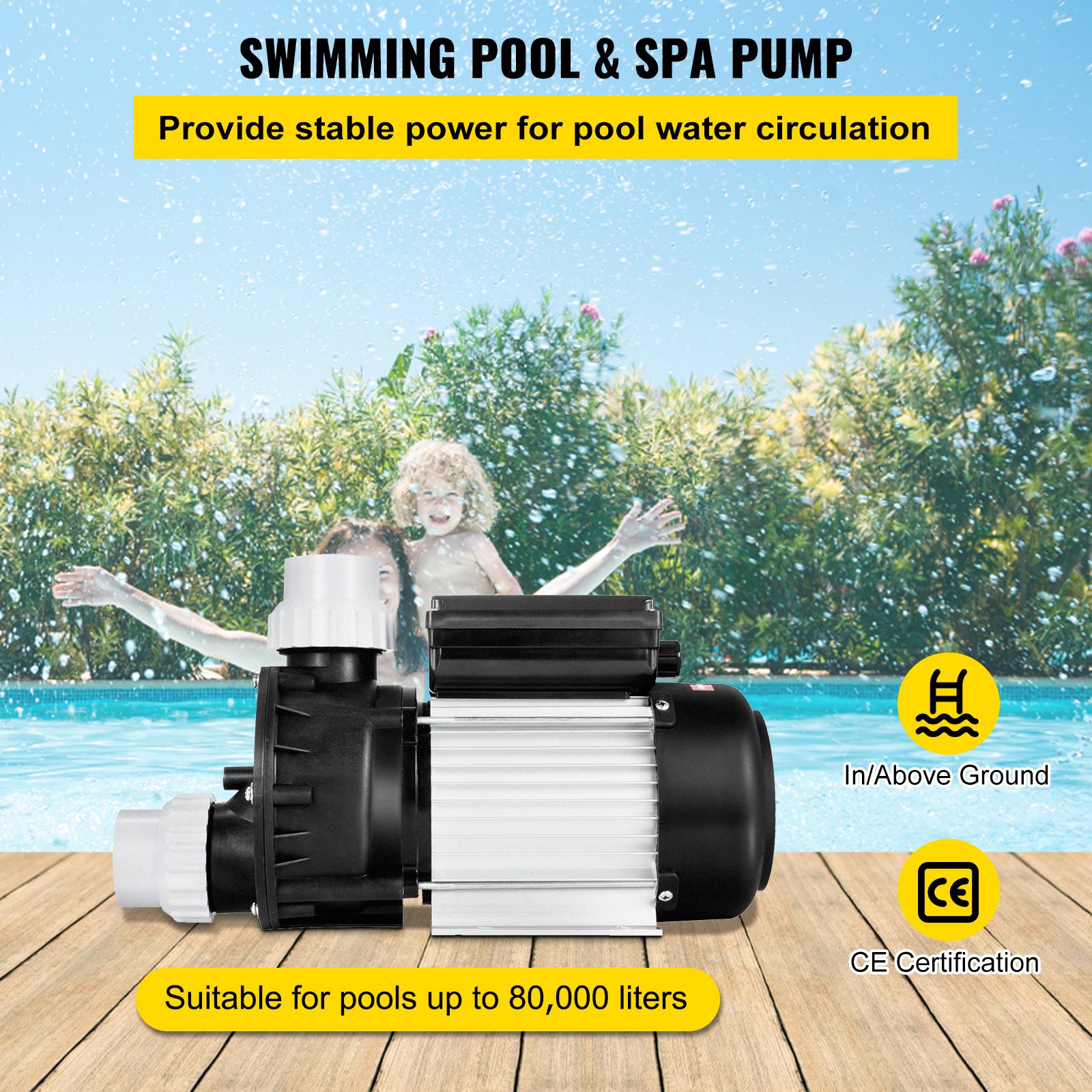 VEVOR Swimming Pool Pump Water 750W 1HP Self Priming Filter Electric