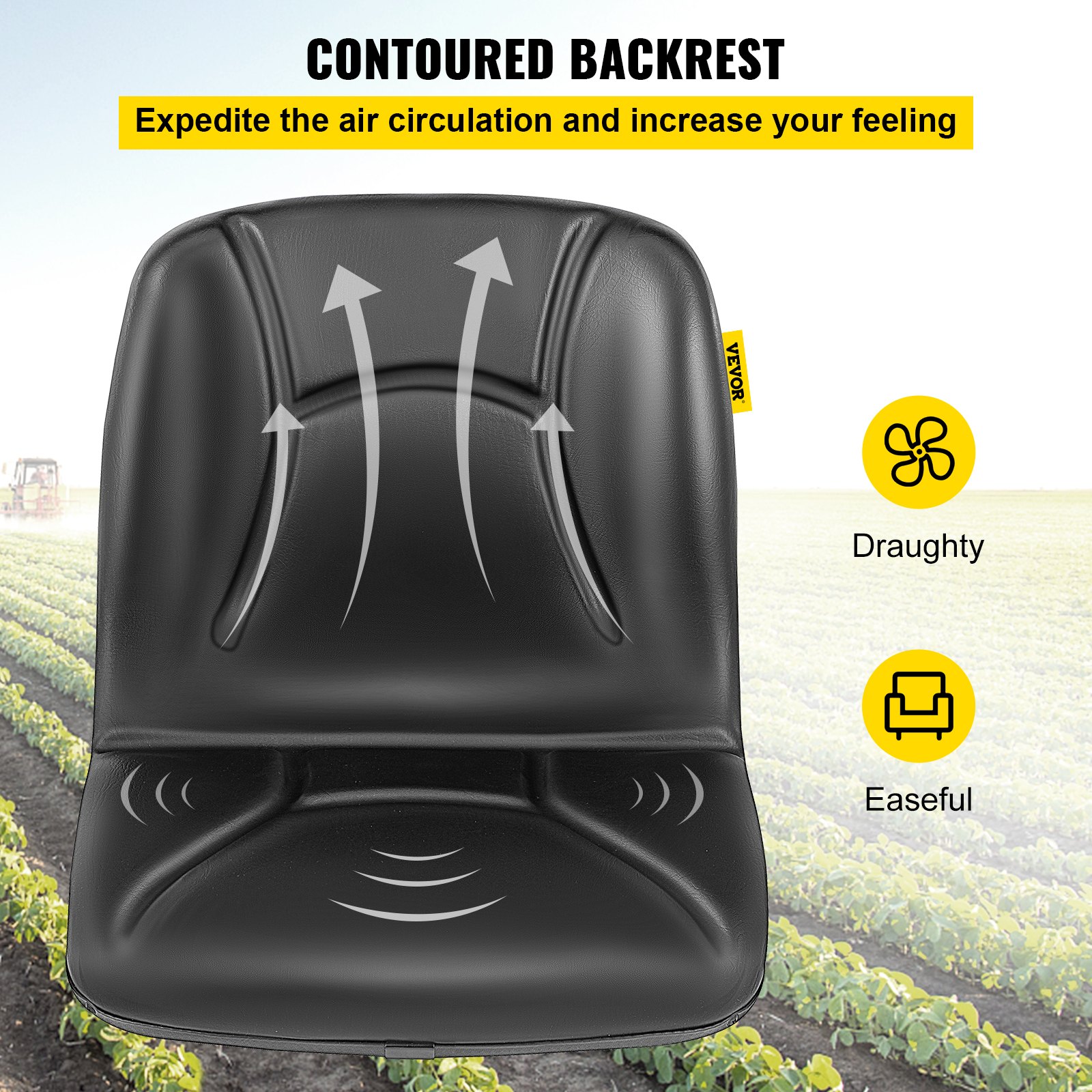 VEVOR Universal Kubota Seat Replacement, Compact High Back Tractor Seat