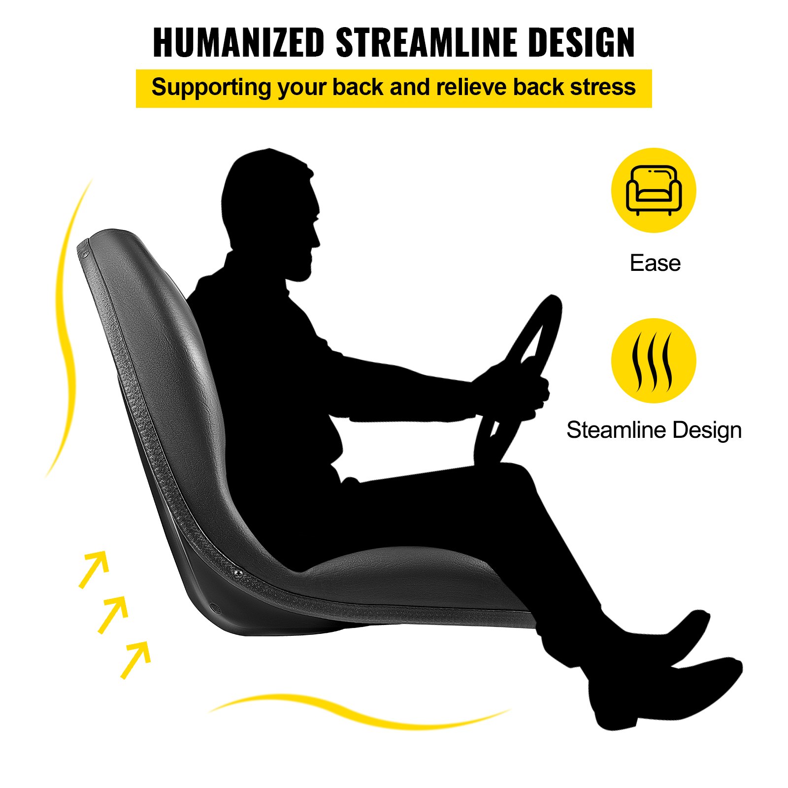 VEVOR Universal Kubota Seat Replacement, Compact High Back Tractor Seat