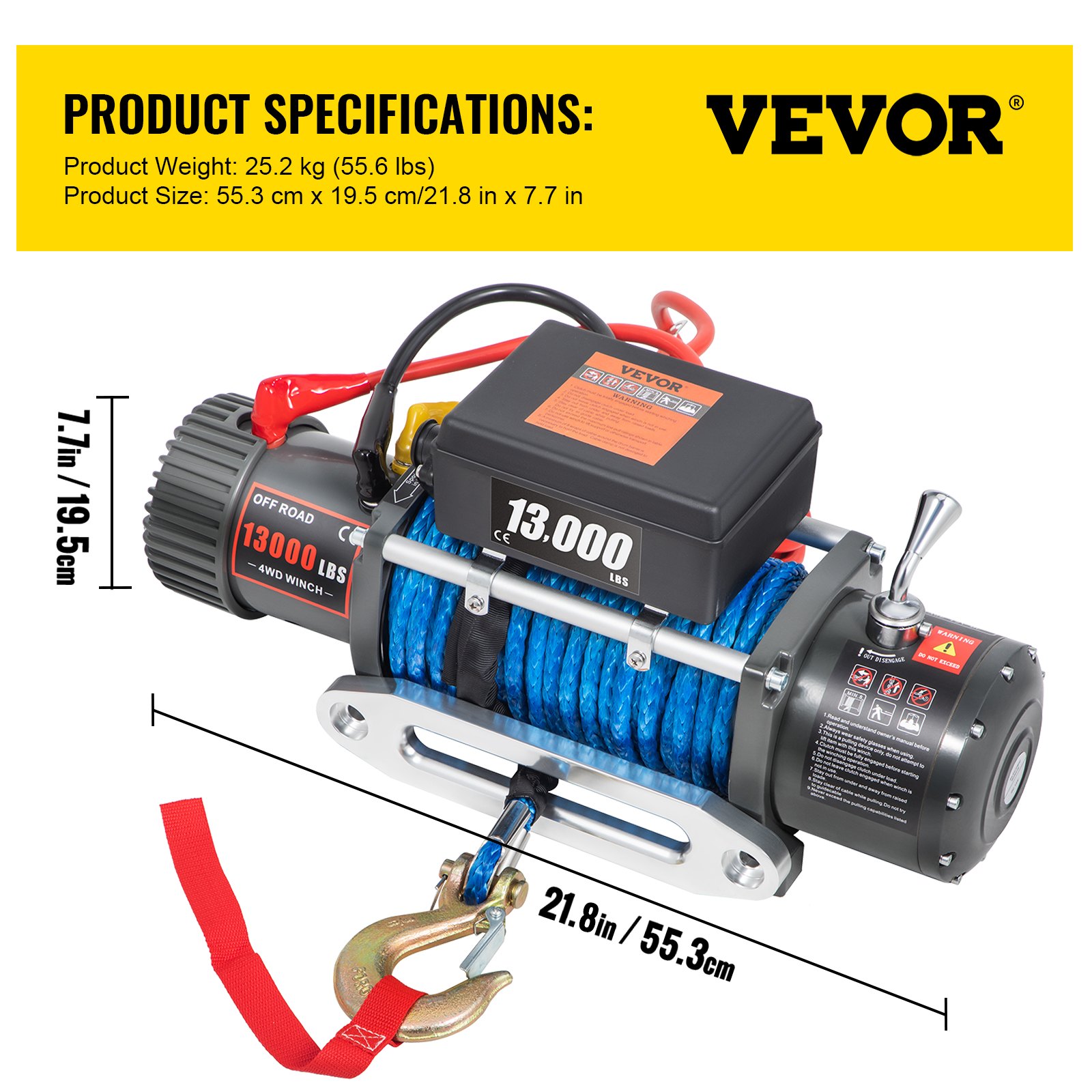 VEVOR Electric Winch 13000lb Load Capacity Truck Winch Compatible with ...