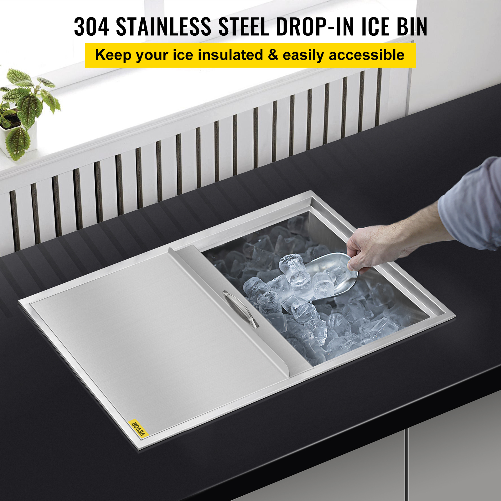 27”x18” Outdoor Kitchen Dropin Ice Chest Bin Cooler 304 Beer Ice