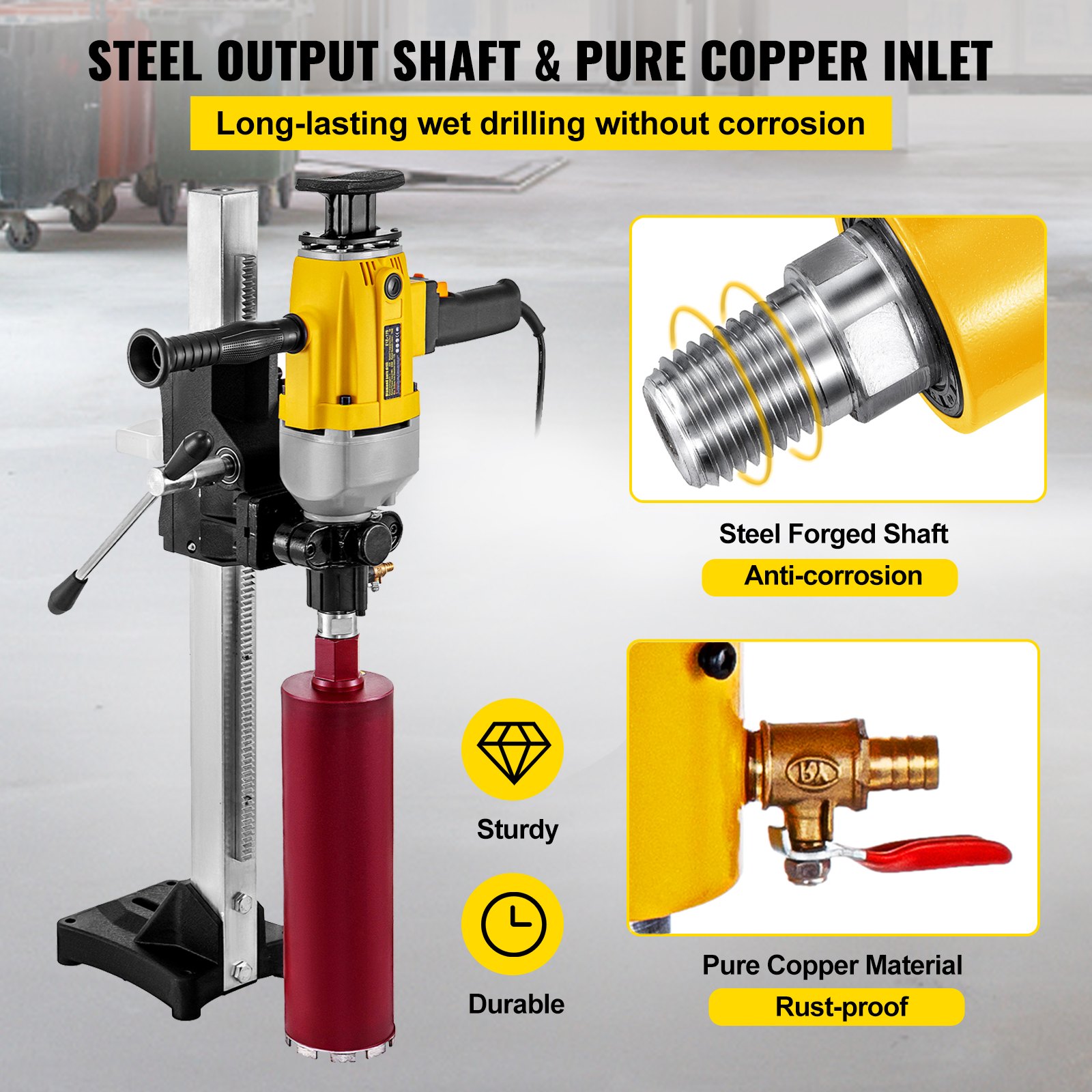 VEVOR 6.3 Inchs(160MM) Core Drill Machine,1980W Core Drill Rig,Powerful