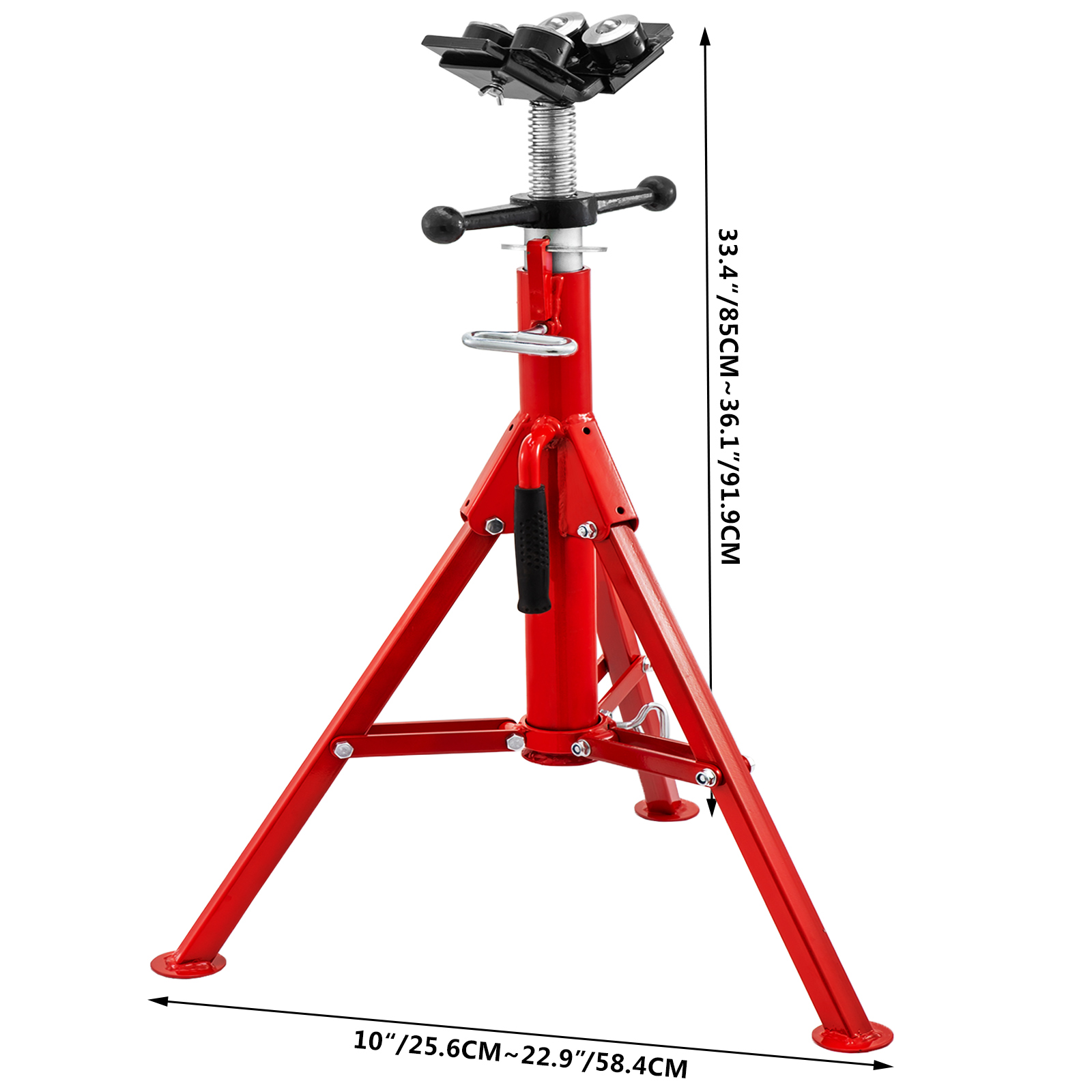 VEVOR V-Head Pipe Stand Fold-a-Jack 2/4-Ball Transfer Roller Head 12" Capacity E - Foto 9