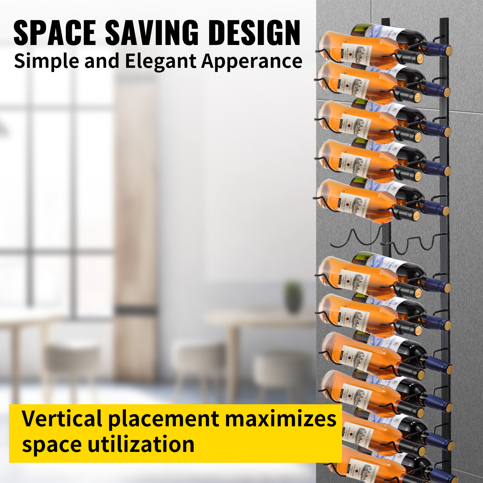 VEVOR Wall Mounted Wine Rack, 12x2 Bottles Wine Holder Towel Rack