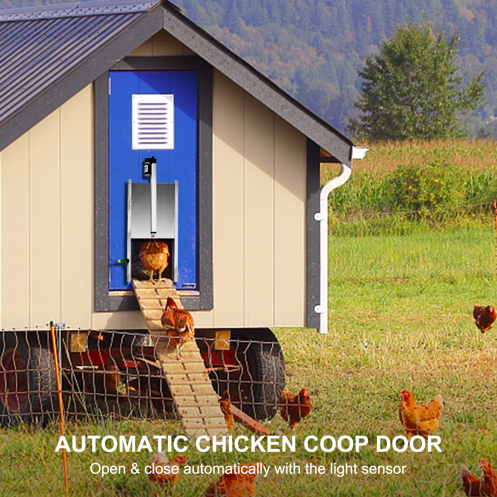 Automatic Chicken Coop Door Opener Chicken Door 12.6x11.8inch For Chicken Coops VEVOR US
