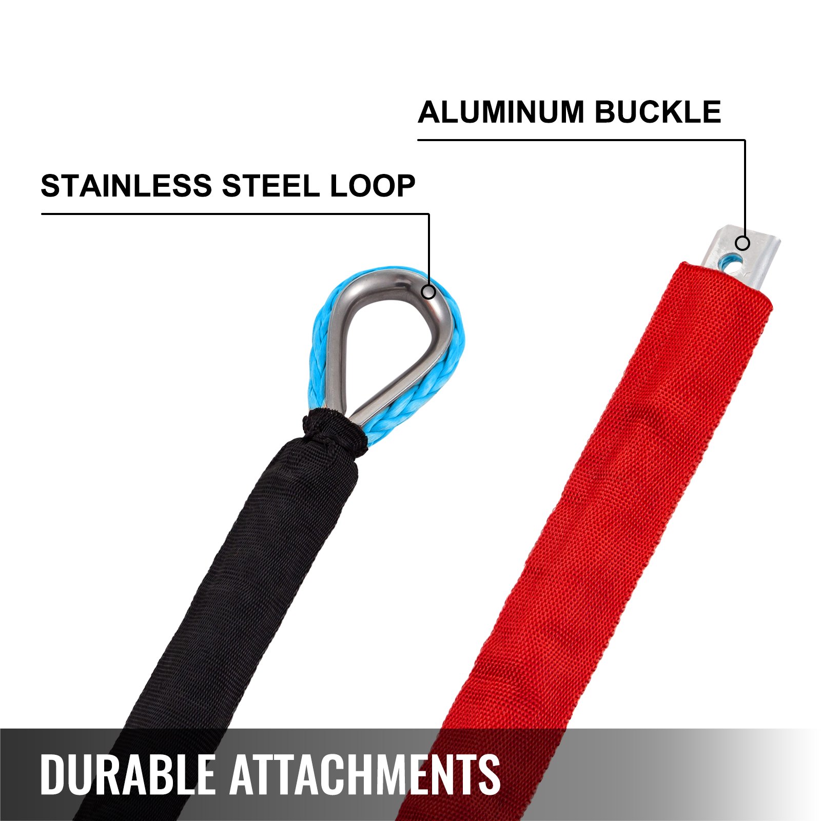 VEVOR Synthetic Winch Rope 3/8in x 100ft, Winch Line Cable with G70