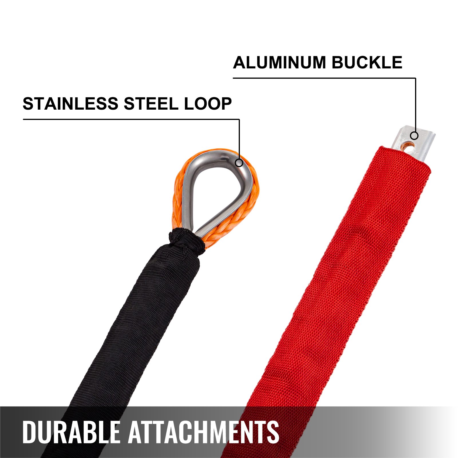 VEVOR Synthetic Winch Rope 3/8" x 100ft, Winch Cable with G70 Hook