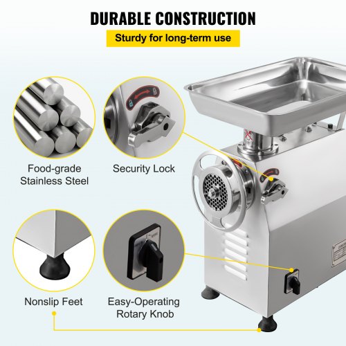 Meat Grinder Electric Meat Grinder 1100W 770lbs/h Sausage Maker VEVOR US