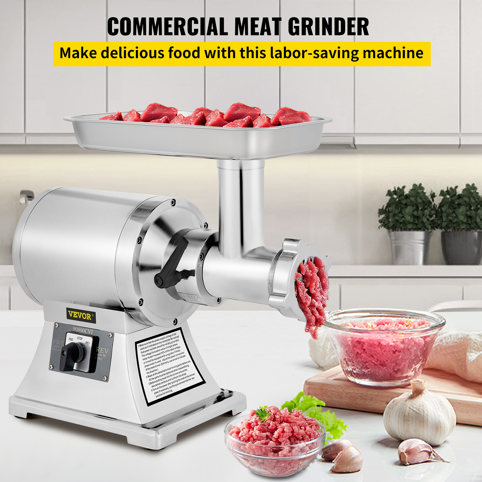 VEVOR Electric Meat Grinder Machine Electric Meat Mincer 551 Lbs/Hour