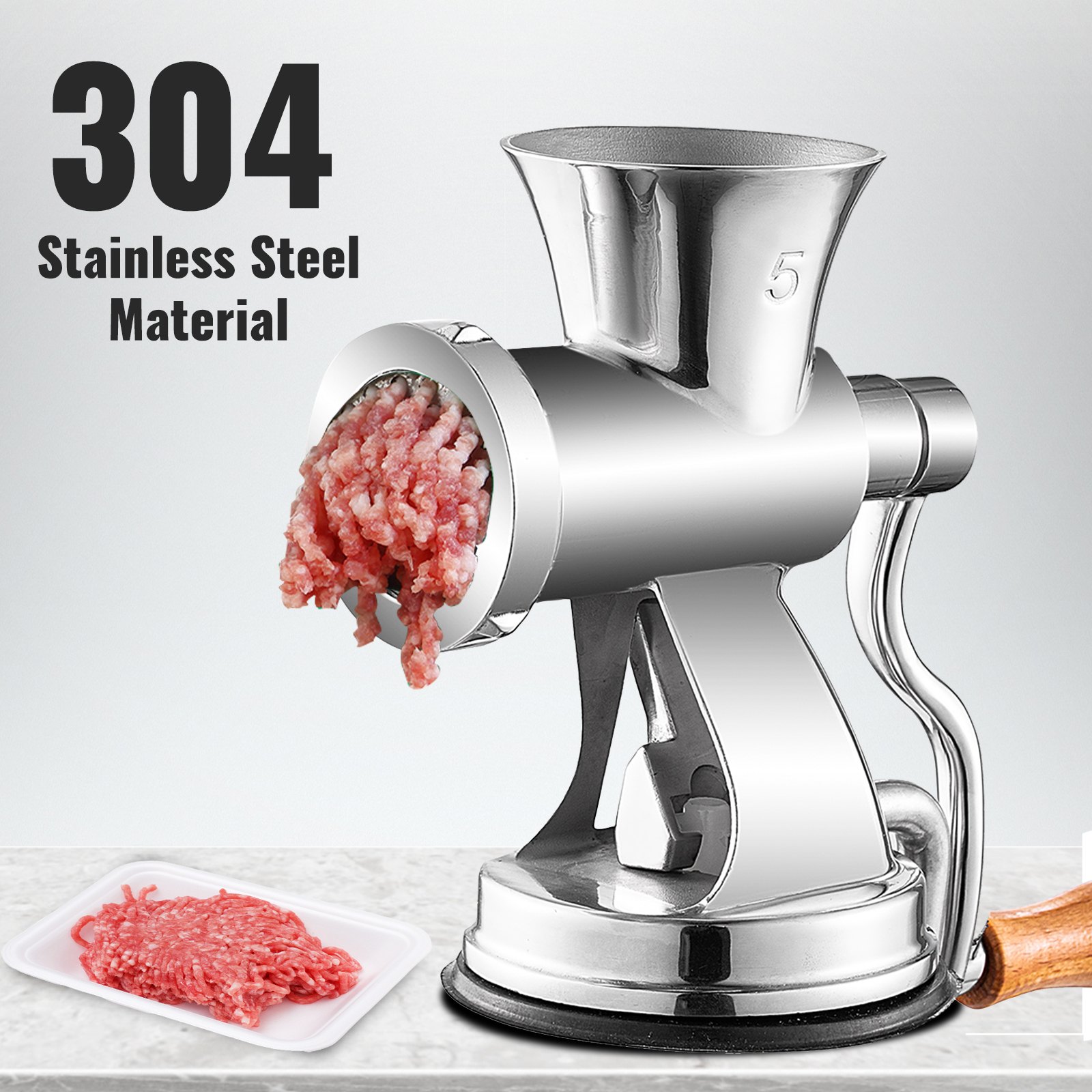 VEVOR Hand Operated Meat Grinder, 304 Stainless Steel Manual Meat Grinder, Multifunction Crank