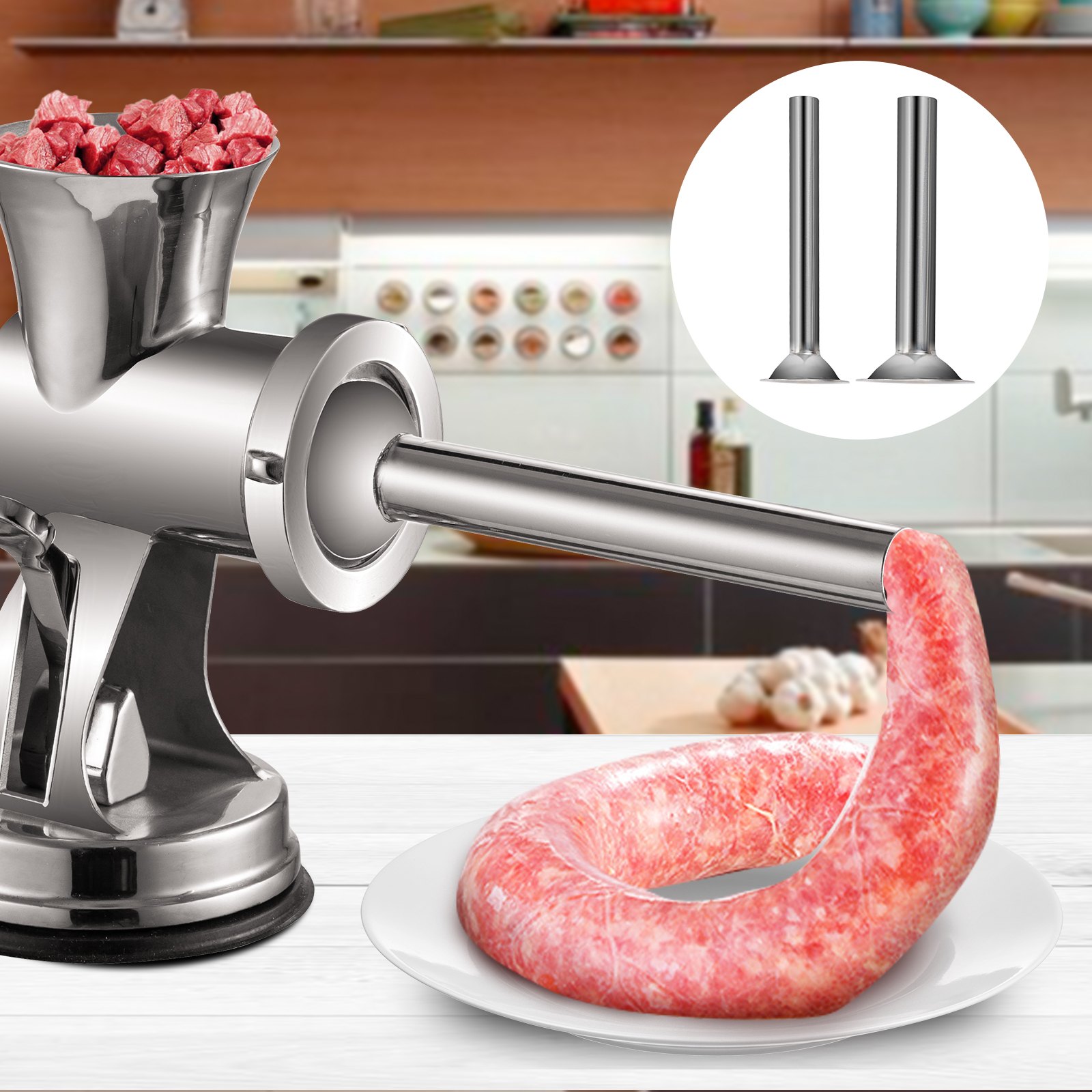 Hachoir à Viande Manuel En Acier Inoxydable - Machine à Saucisses Et Coupe-Légumes Taille 8