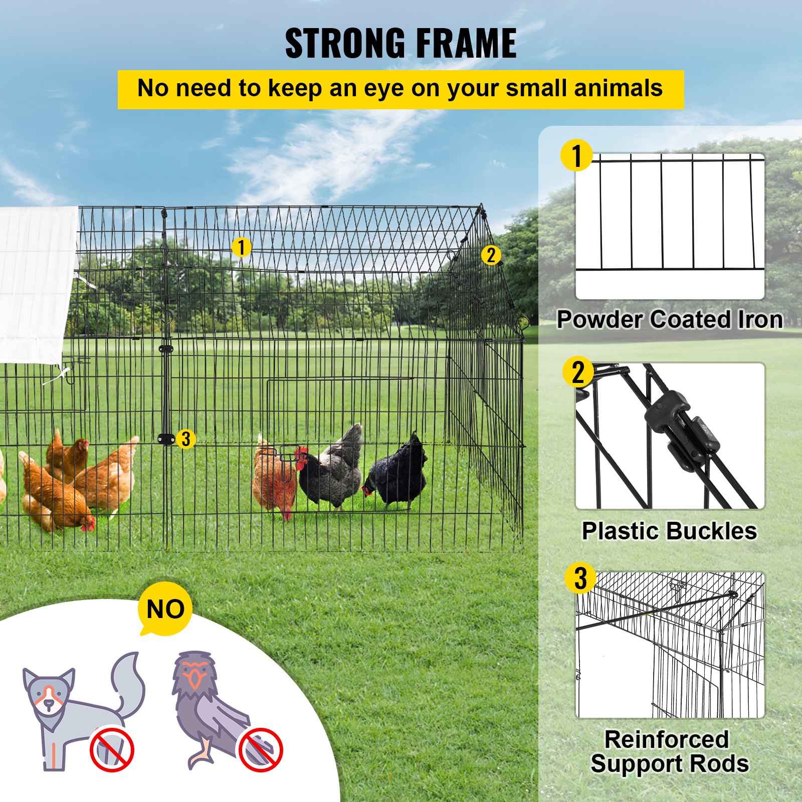 VEVOR VEVOR Chicken Coop Run Cage 87x41.7x41" Metal Small Animal