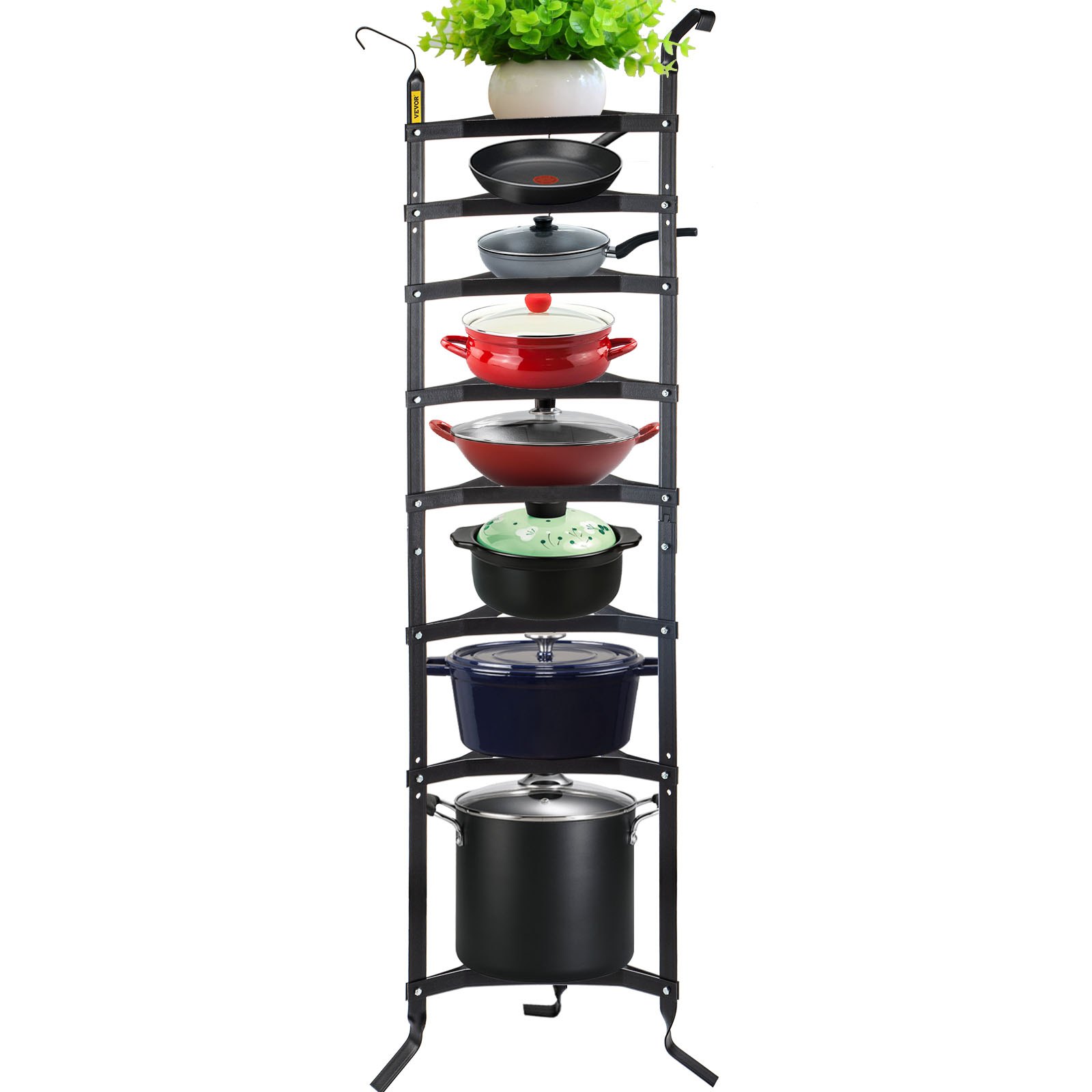 VEVOR 8Tier Cookware Stand, 68inch MultiLayer Pot Rack, Carbon Steel Cookware Shelf, Cookware