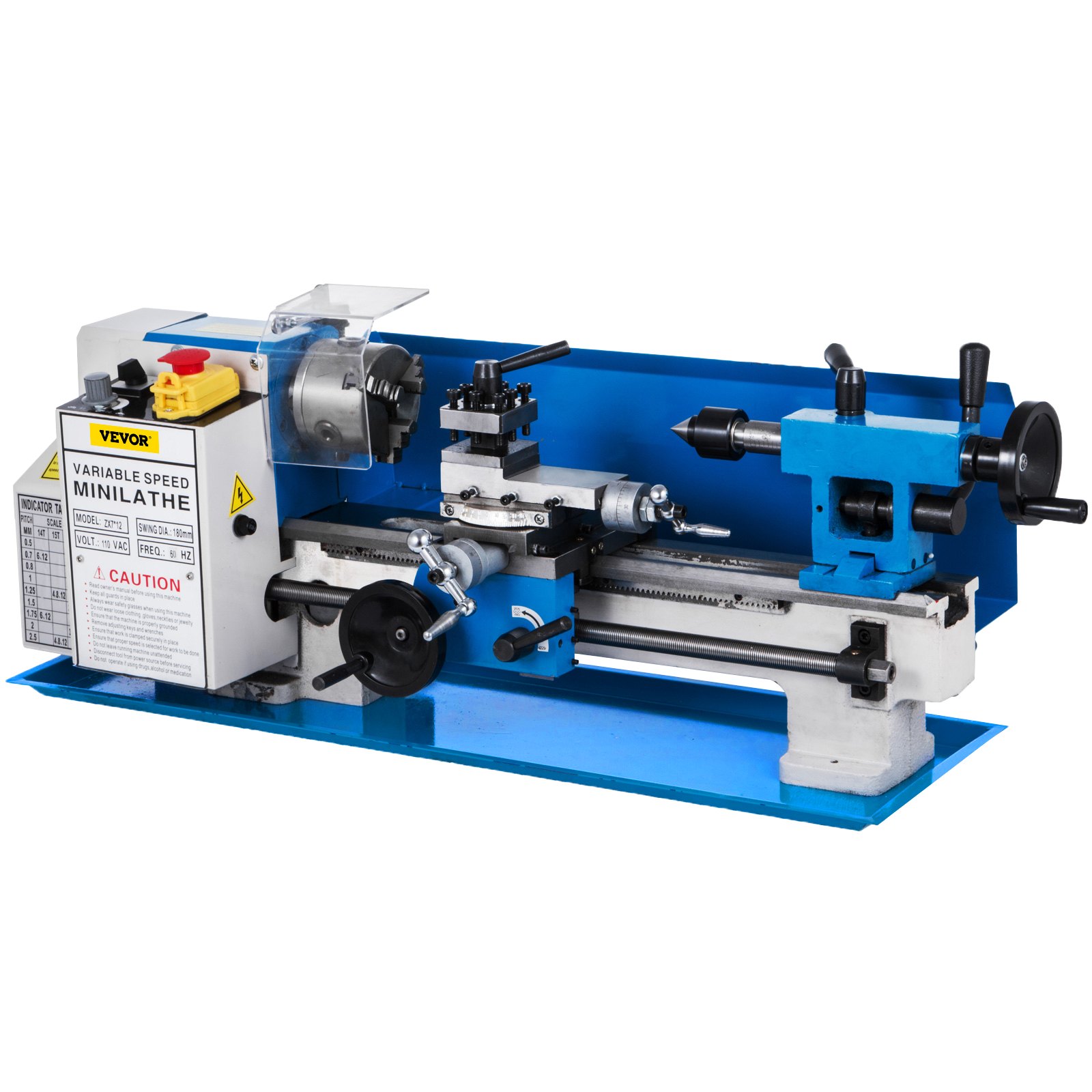 VEVOR Metal Lathe 7" x 12",Mini Metal Lathe 502500 RPM Variable Speed,Mini Lathe with 3jaw