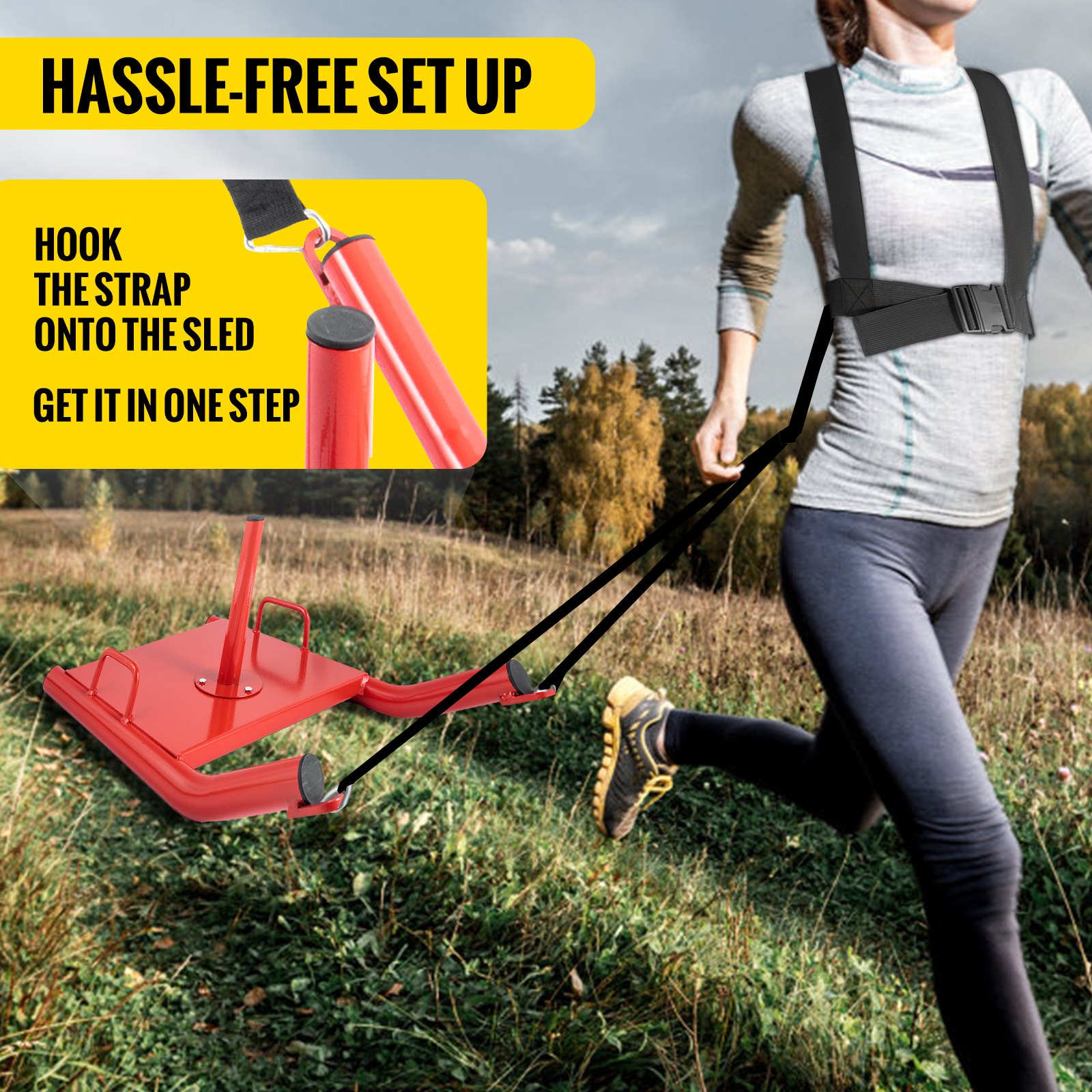 VEVOR Weight Sled Push Pull Heavy High Training Sled Drag Fitness HD