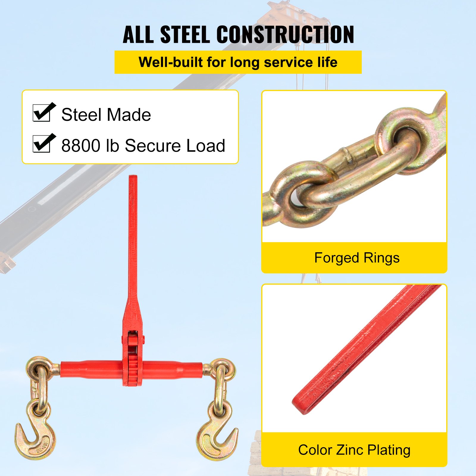 VEVOR Chain Load Binder 5/16 Inch G80 Chain Binders Tie Down Heavy
