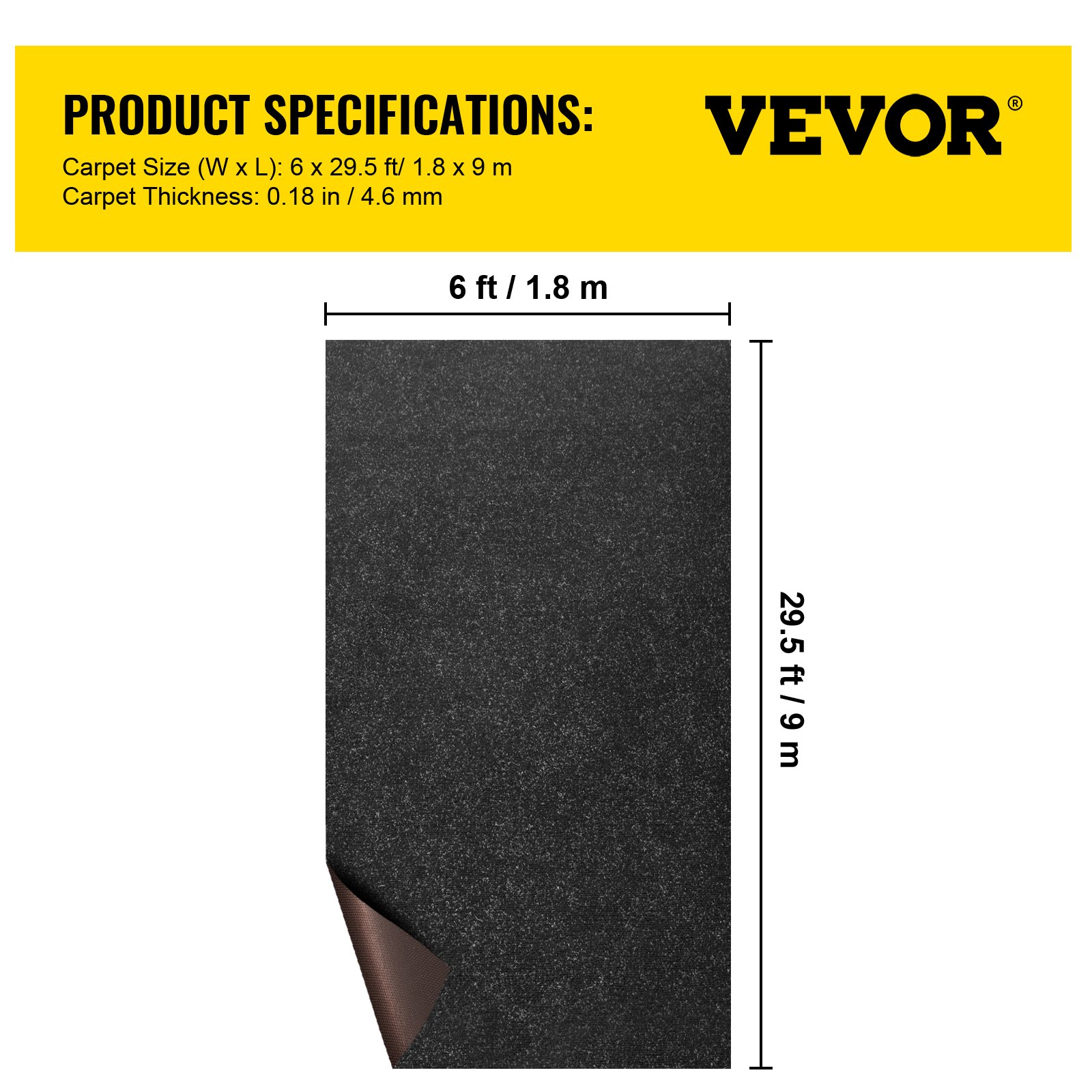 VEVOR Boat Carpet, 6 ft x 29.5 ft Marine Carpet for Boats, Waterproof ...