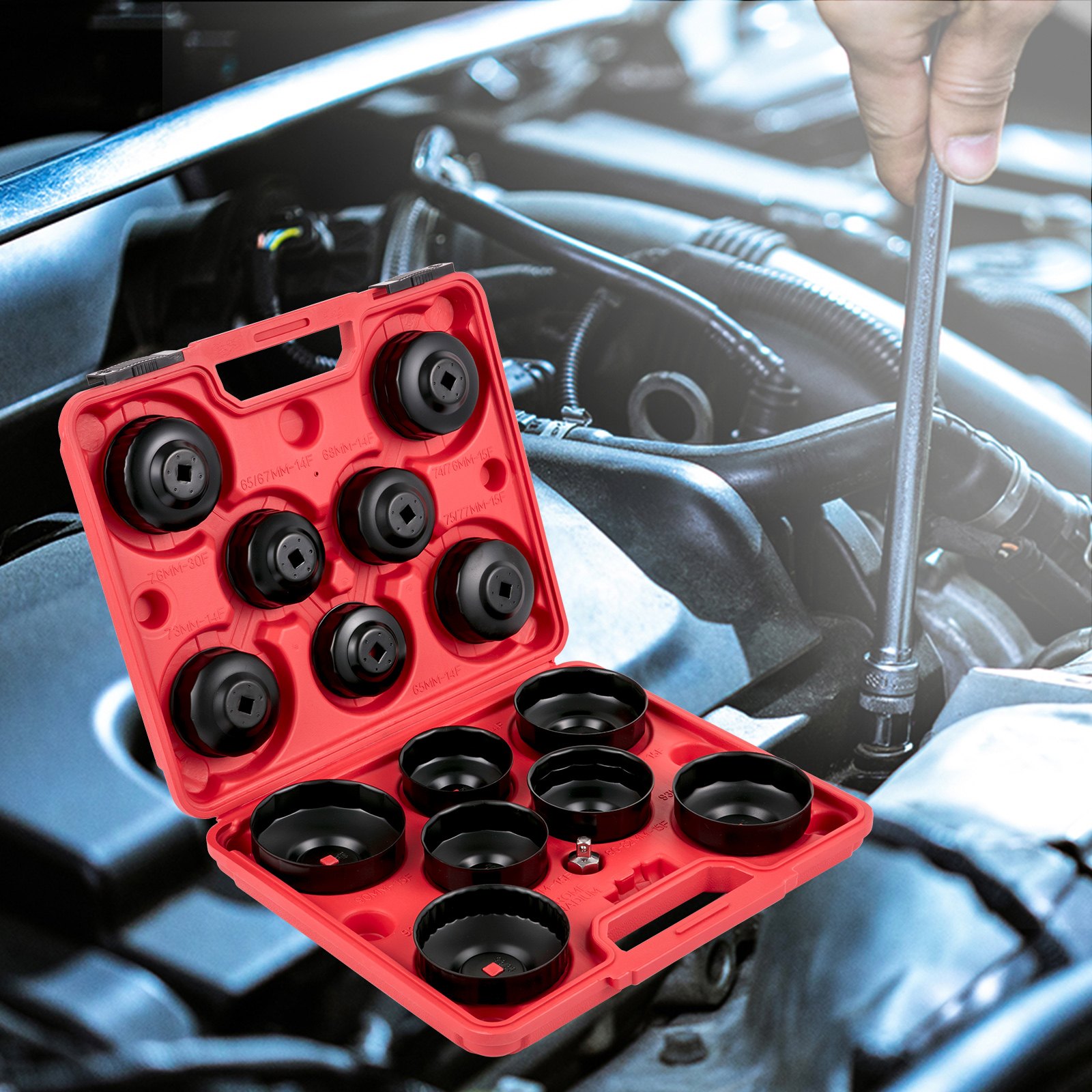 VEVOR Oil Filter Socket Set, 14 Pcs Oil Filter Wrench Set, Sturdy Steel