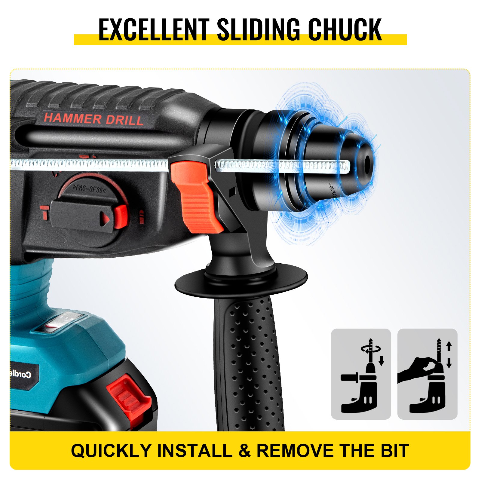 VEVOR VEVOR 18V Impact Drill Body Brushless Cordless Rotary SDS Hammer