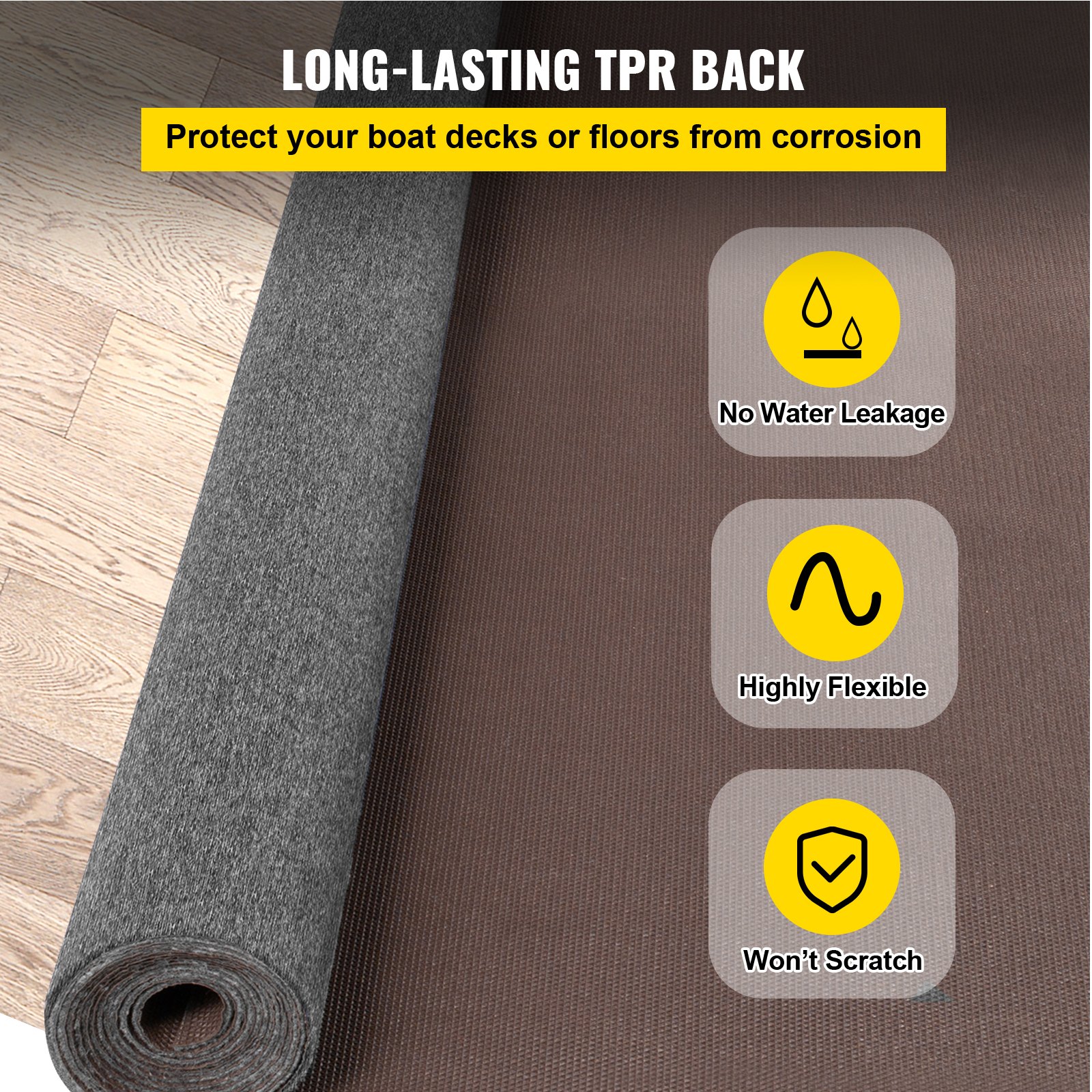 VEVOR Gray Marine Carpet 6 ft x 13.1 ft Boat Carpet Rugs Indoor Outdoor