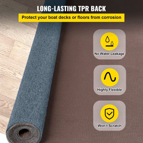 VEVOR Gray Marine Carpet 6 ft x 18 ft Boat Carpet Rugs Indoor Outdoor