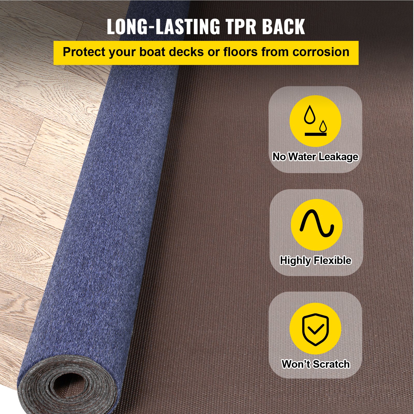 VEVOR Deep Blue Marine Carpet 6 ft x 36 ft Marine Carpeting Marine Grade Carpet for Boats with