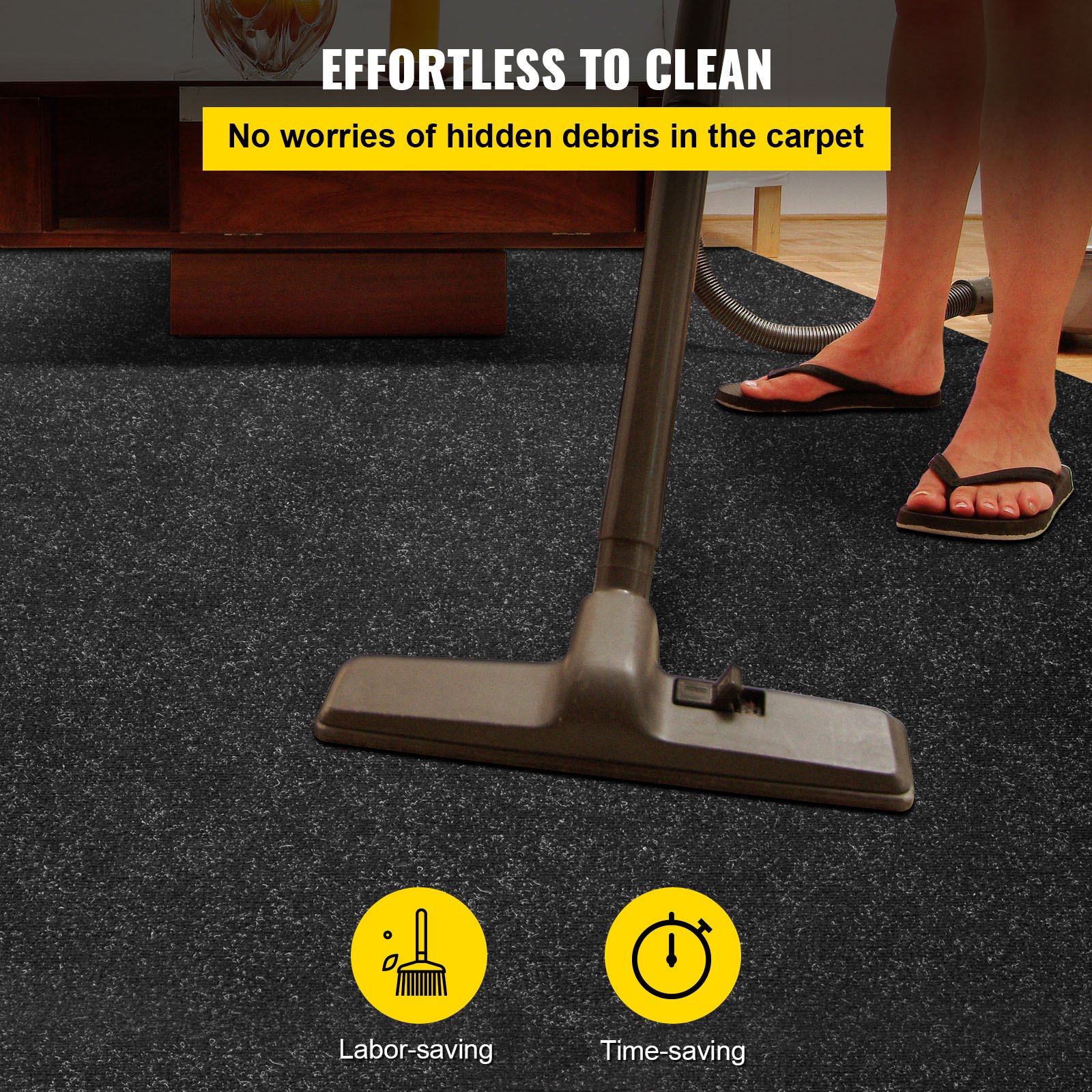VEVOR Marine Carpet, 6 x 30 ft Boat Carpeting, Charcoal Black Marine