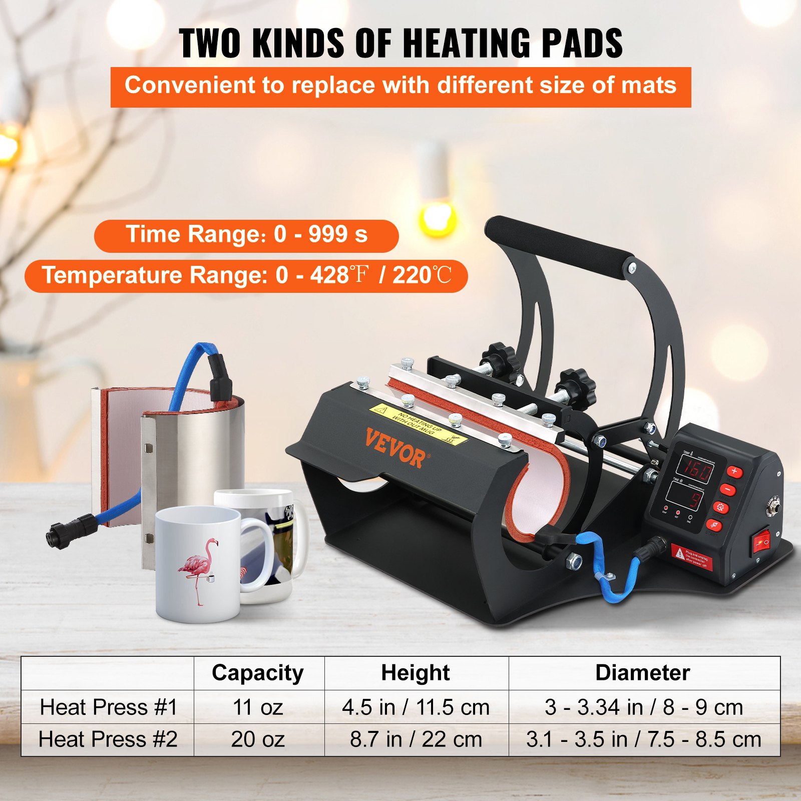 VEVOR Mug Heat Press 11/20oz Cup Tumbler Transfer Sublimation Machine