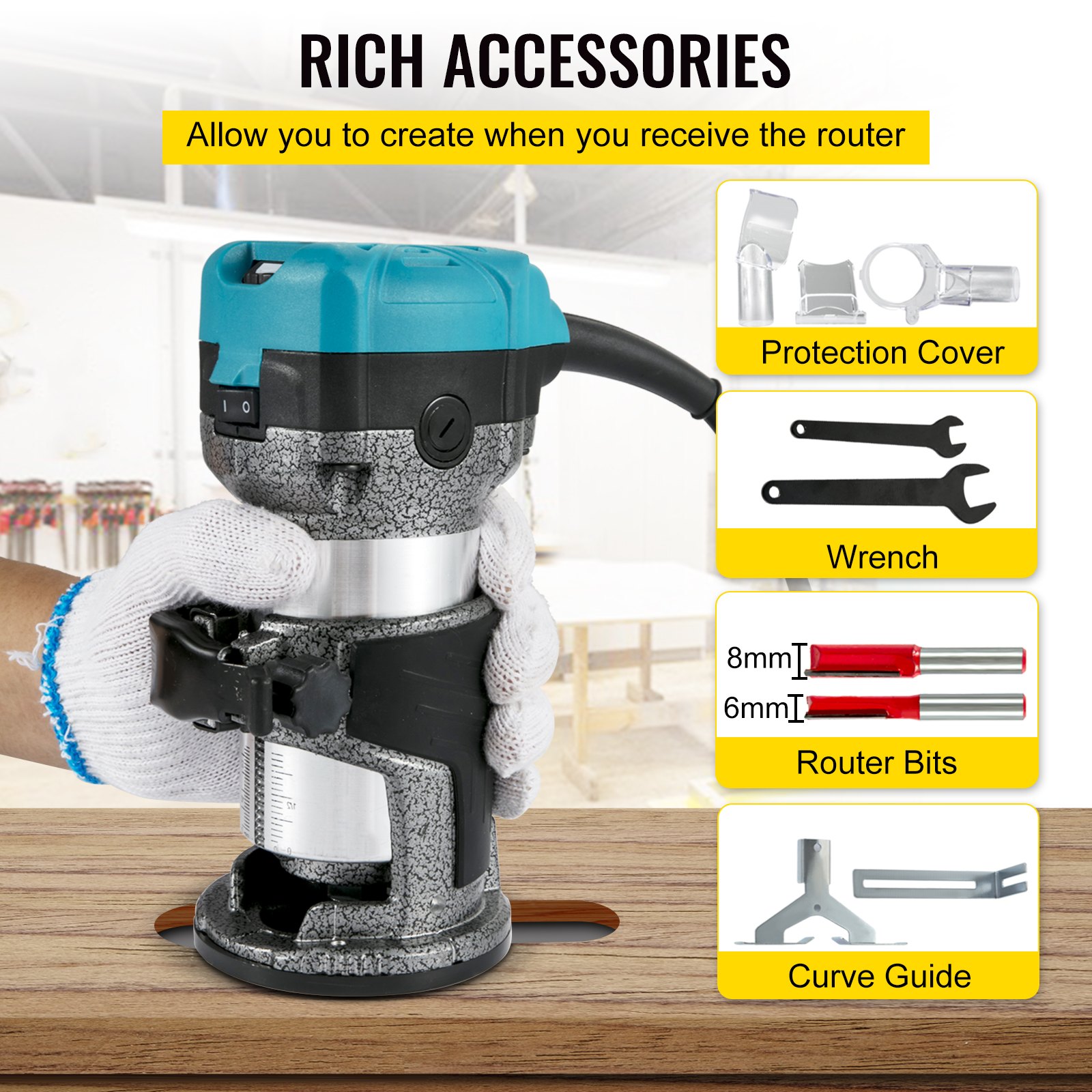 VEVOR VEVOR Router Tool, 710W Wood Router, Router for Woodworking w/ 3