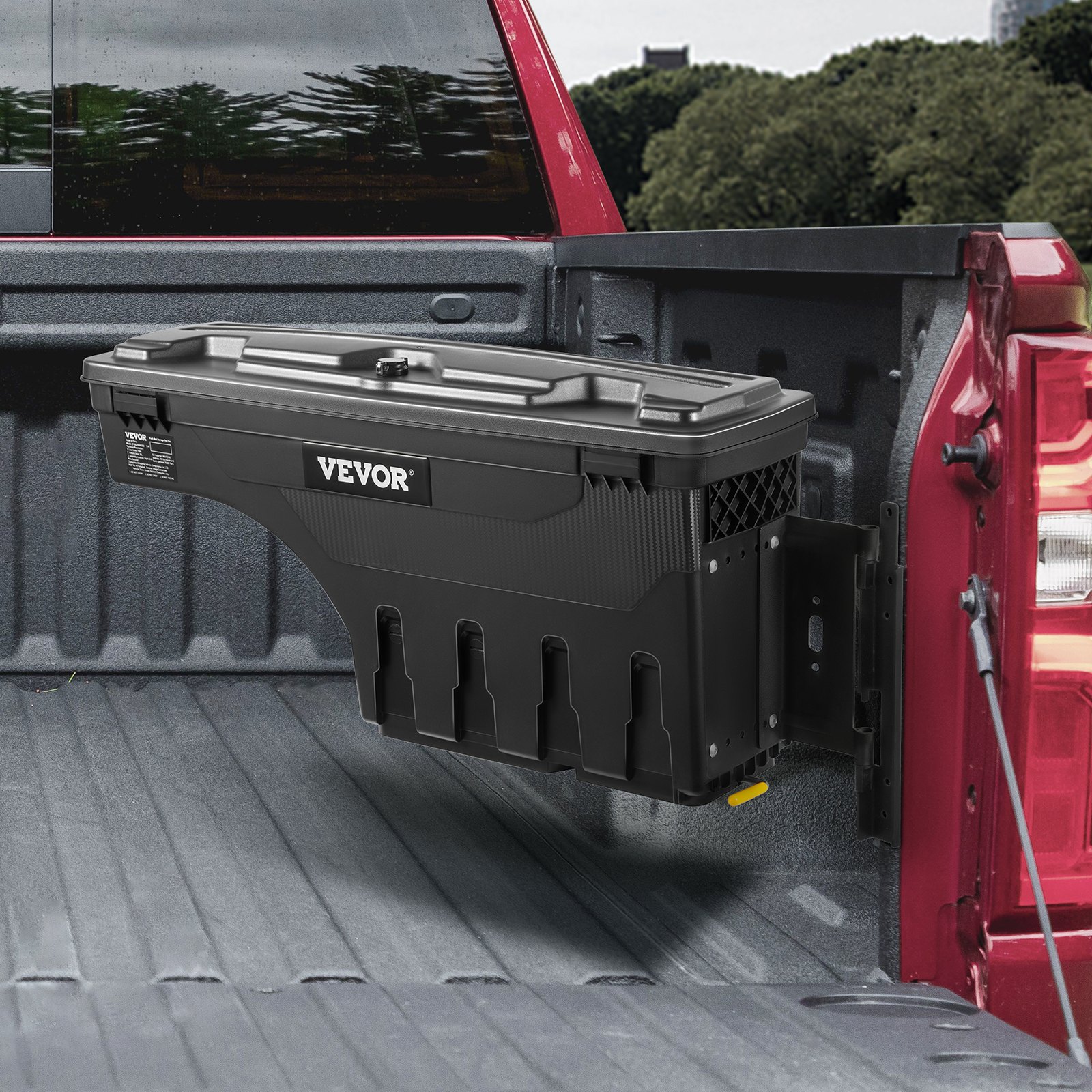 VEVOR Truck Bed Storage Box, Lockable Lid, Waterproof ABS Wheel Well ...