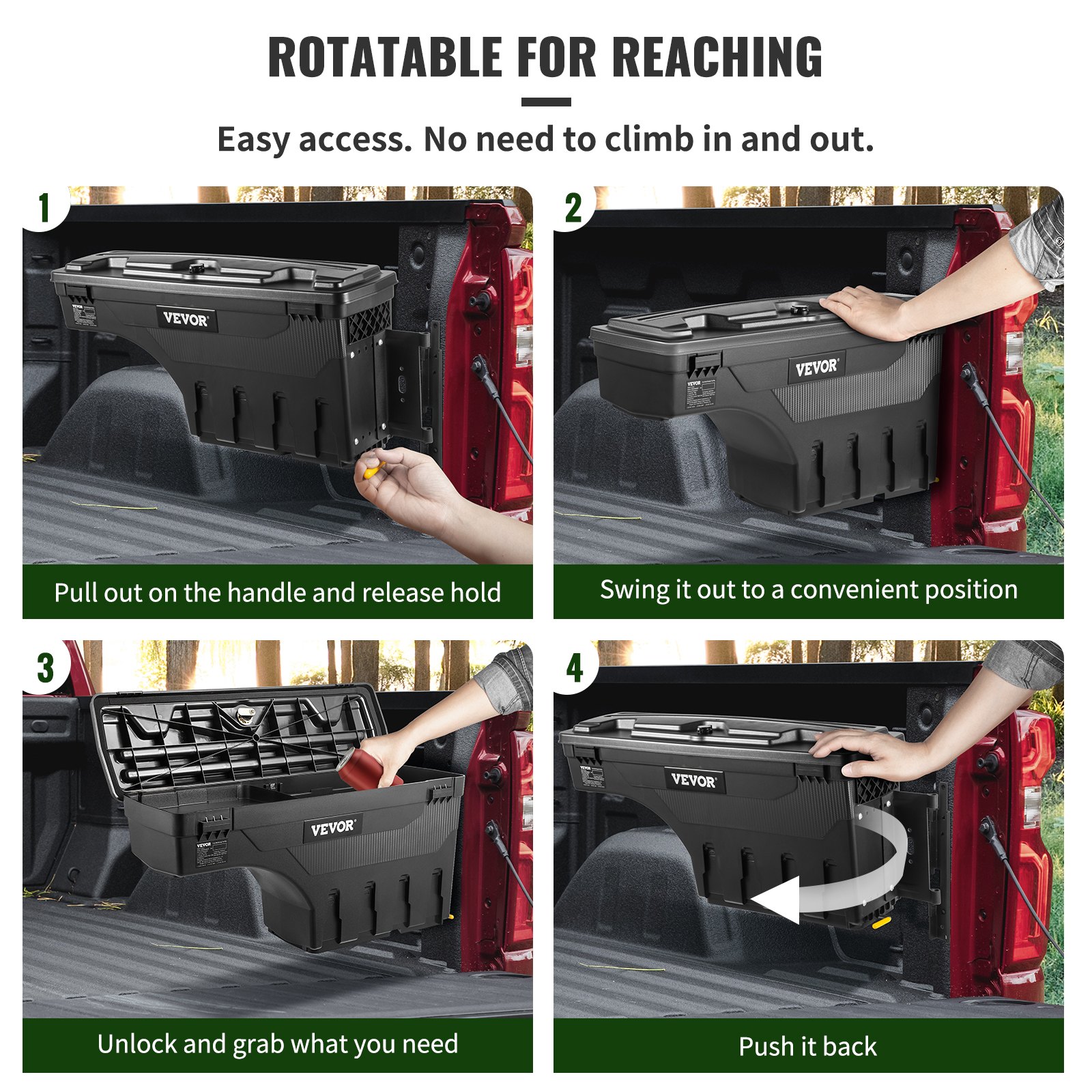 VEVOR Truck Bed Storage Box, Lockable Lid, Waterproof ABS Wheel Well Tool Box 6.6 Gal/20 L