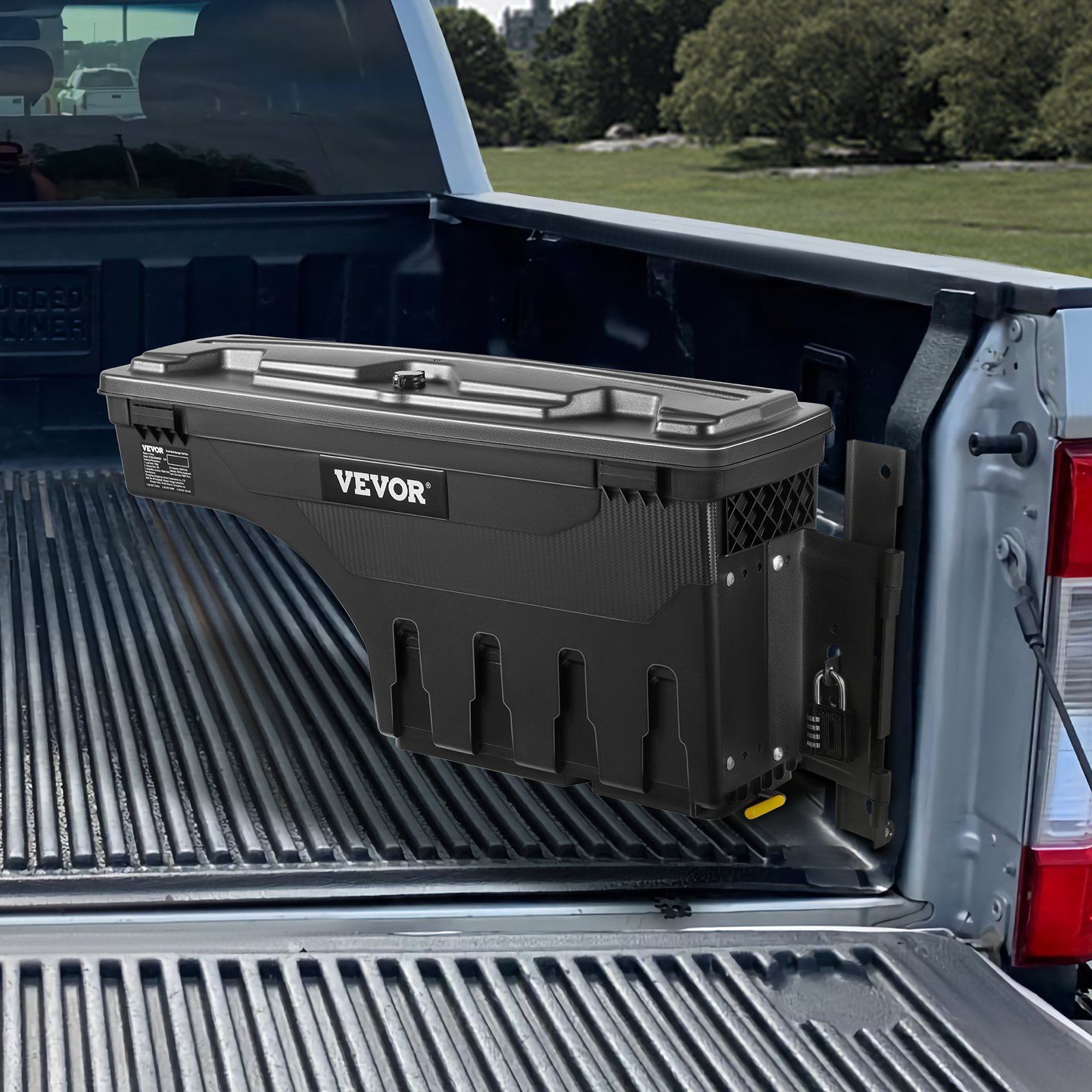 VEVOR Truck Bed Storage Box, Lockable Lid, Waterproof ABS Wheel Well ...