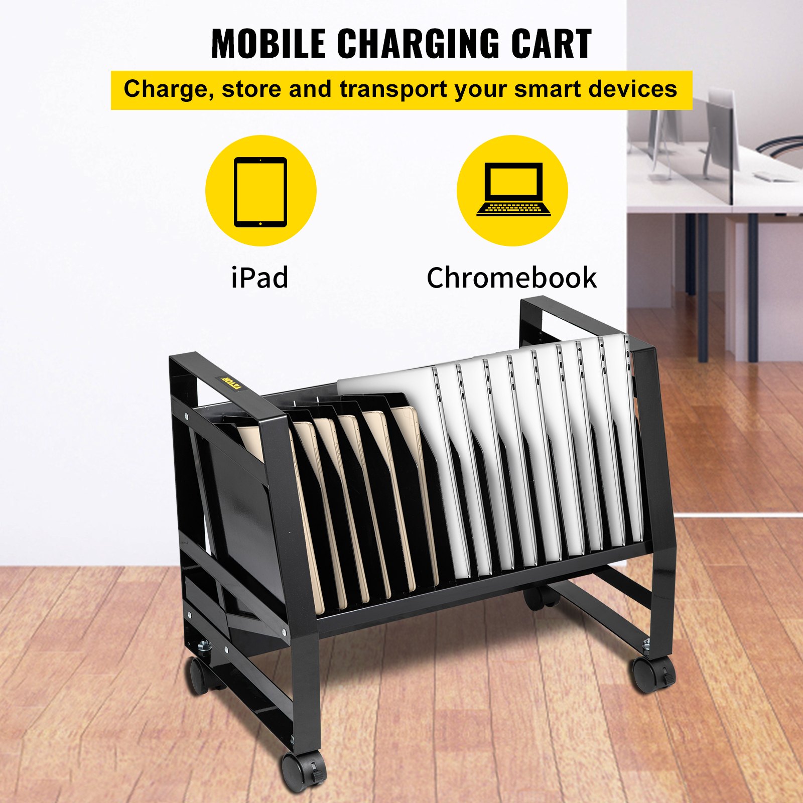 VEVOR Open Charging Cart, 16 Device, Charging for Charge and Transport Laptop Computers