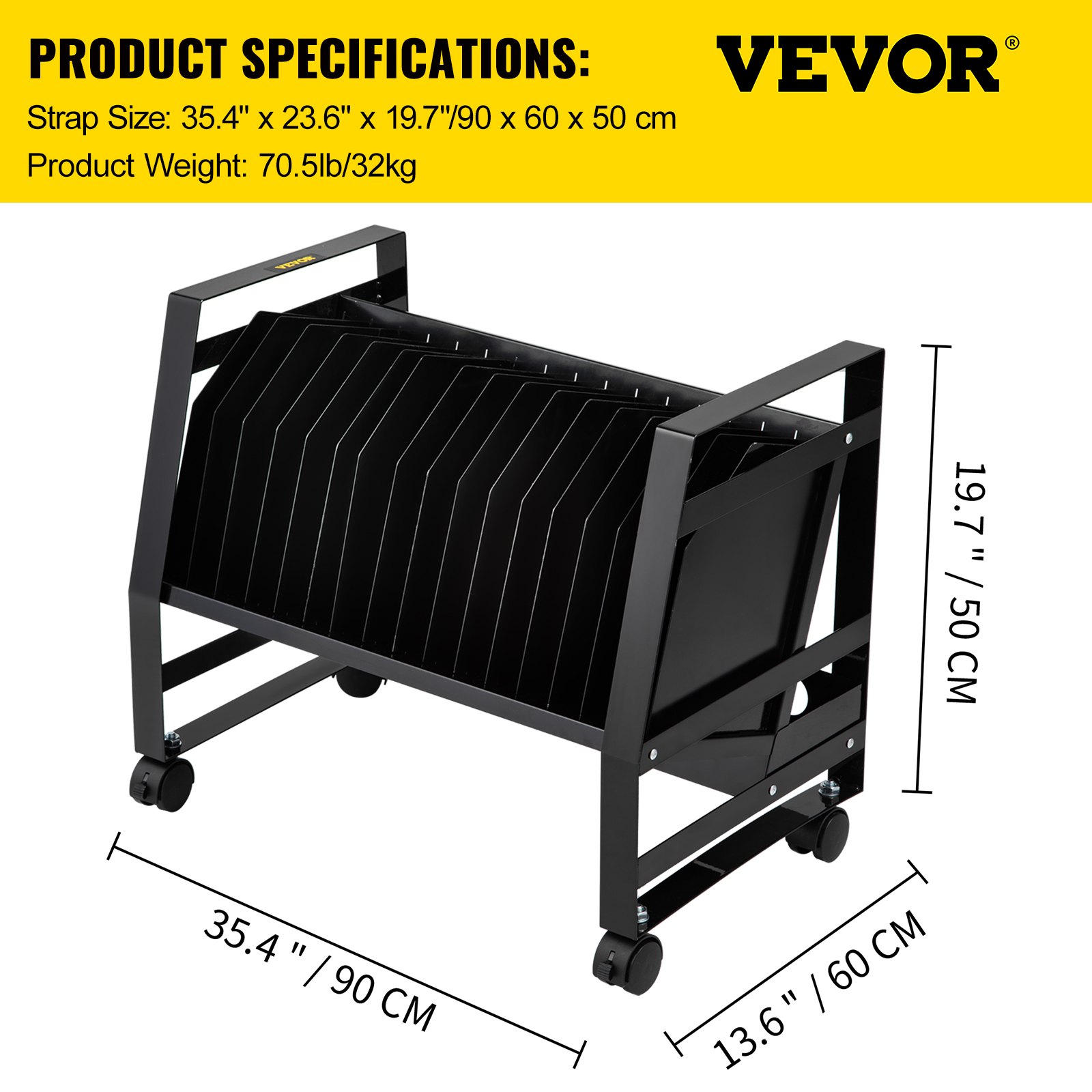 VEVOR Open Charging Cart, 16 Device, Charging for Charge and Transport Laptop Computers