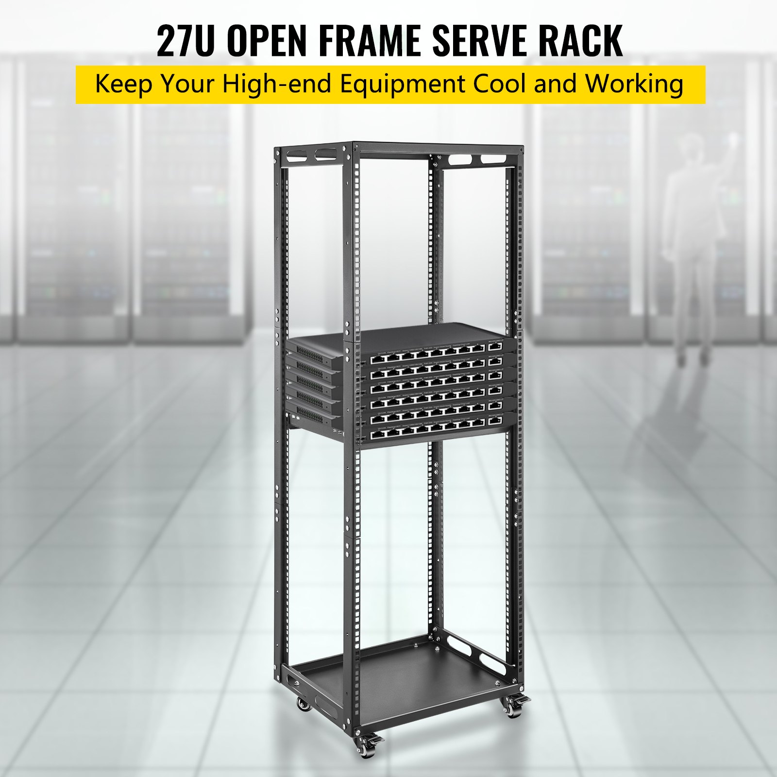 VEVOR Open Frame Server Rack Network Server Rack 27U 4 Post 19